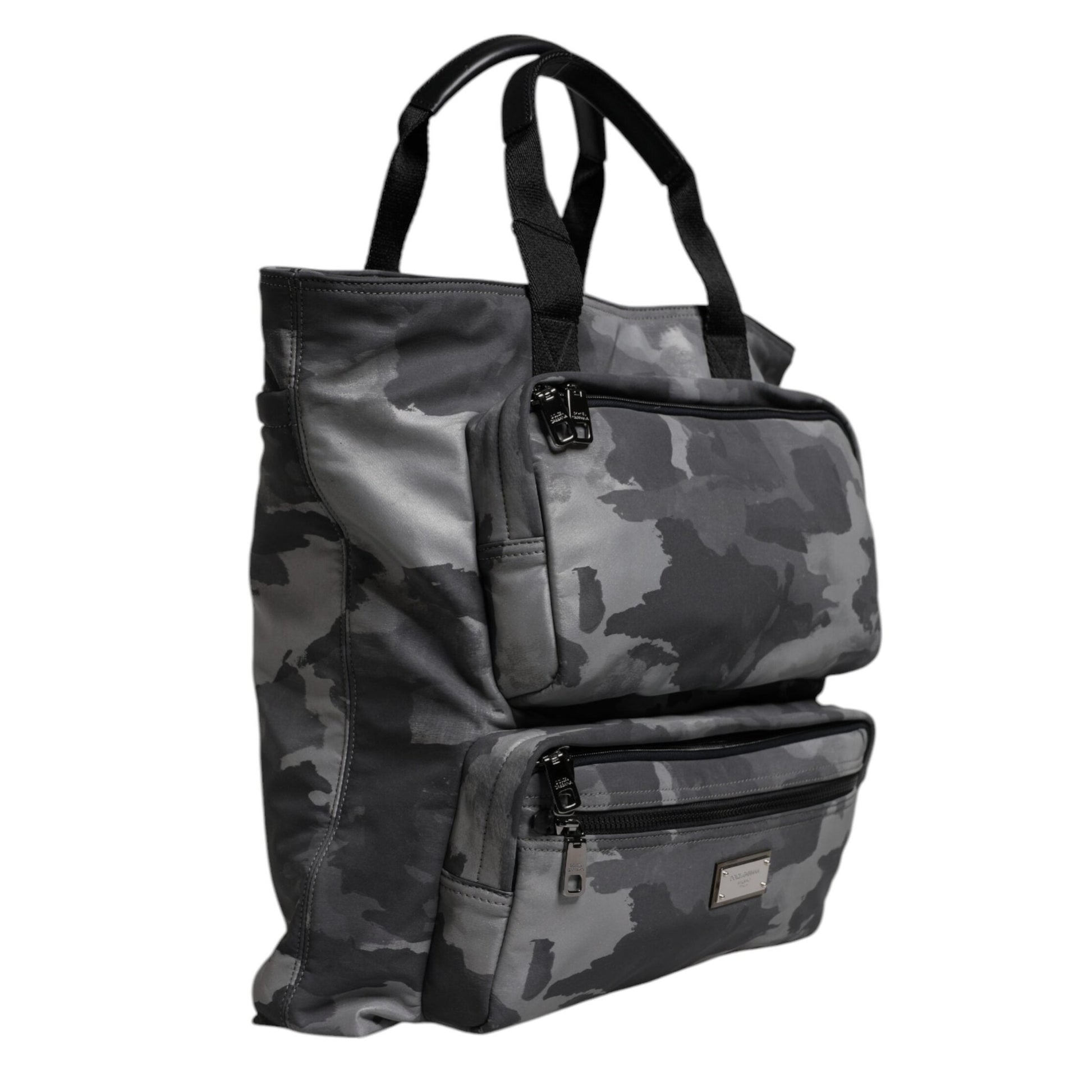 Dolce & Gabbana Gray Camo Cotton Multiple Compartments Tote Bag Dolce & Gabbana
