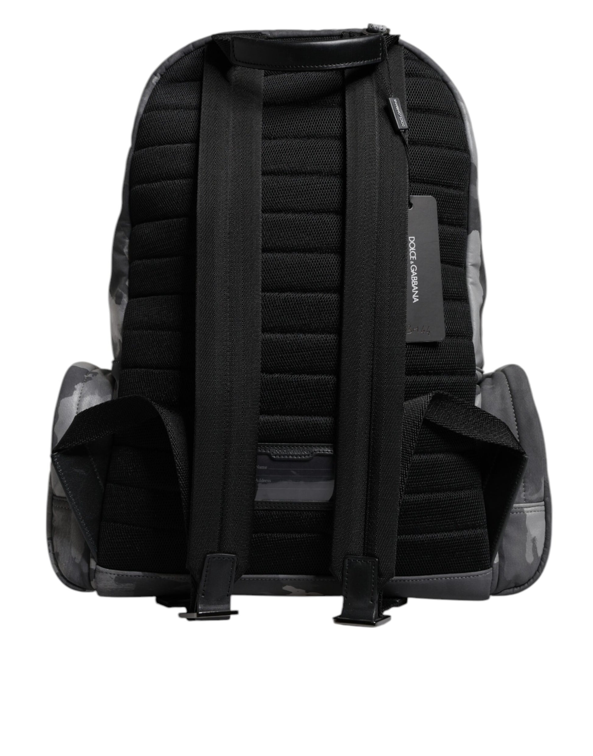 Dolce & Gabbana Gray Cotton Camouflage Logo Plaque Backpack Bag Dolce & Gabbana