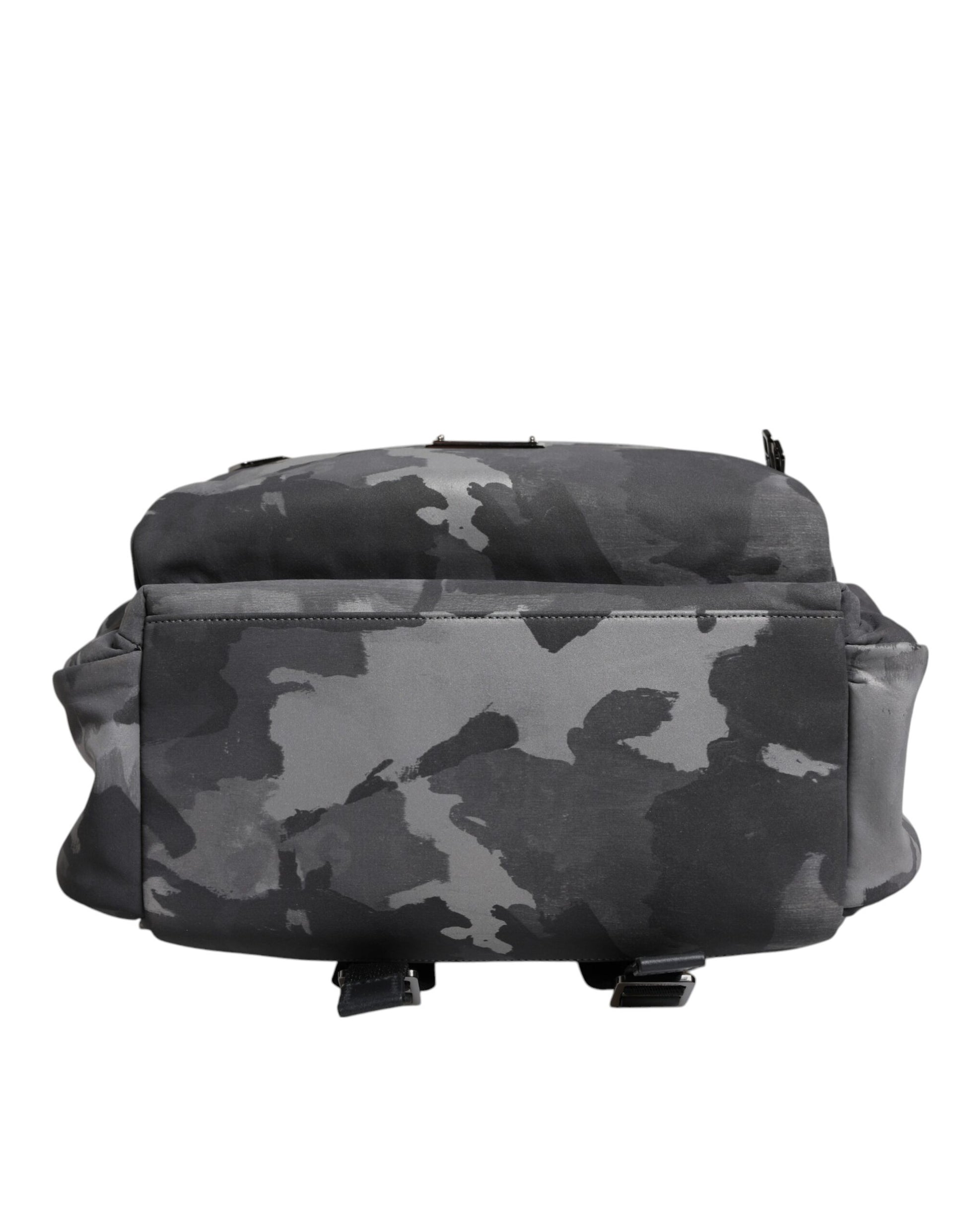 Dolce & Gabbana Gray Cotton Camouflage Logo Plaque Backpack Bag Dolce & Gabbana