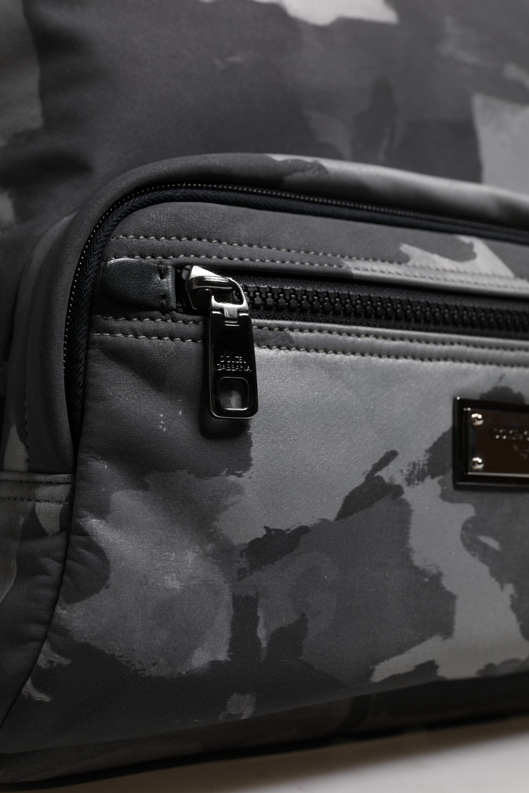 Dolce & Gabbana Gray Cotton Camouflage Logo Plaque Backpack Bag Dolce & Gabbana