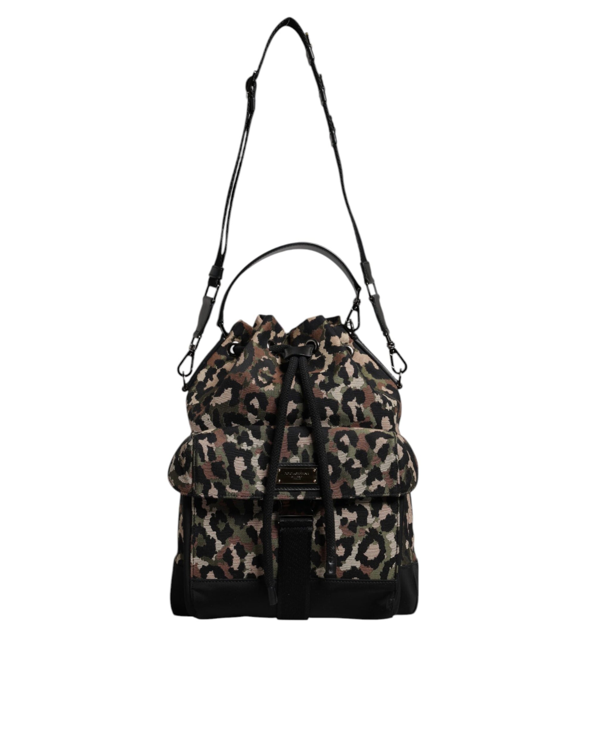 Dolce & Gabbana Multicolor Leopard Cotton Shoulder Bucket Bag Dolce & Gabbana