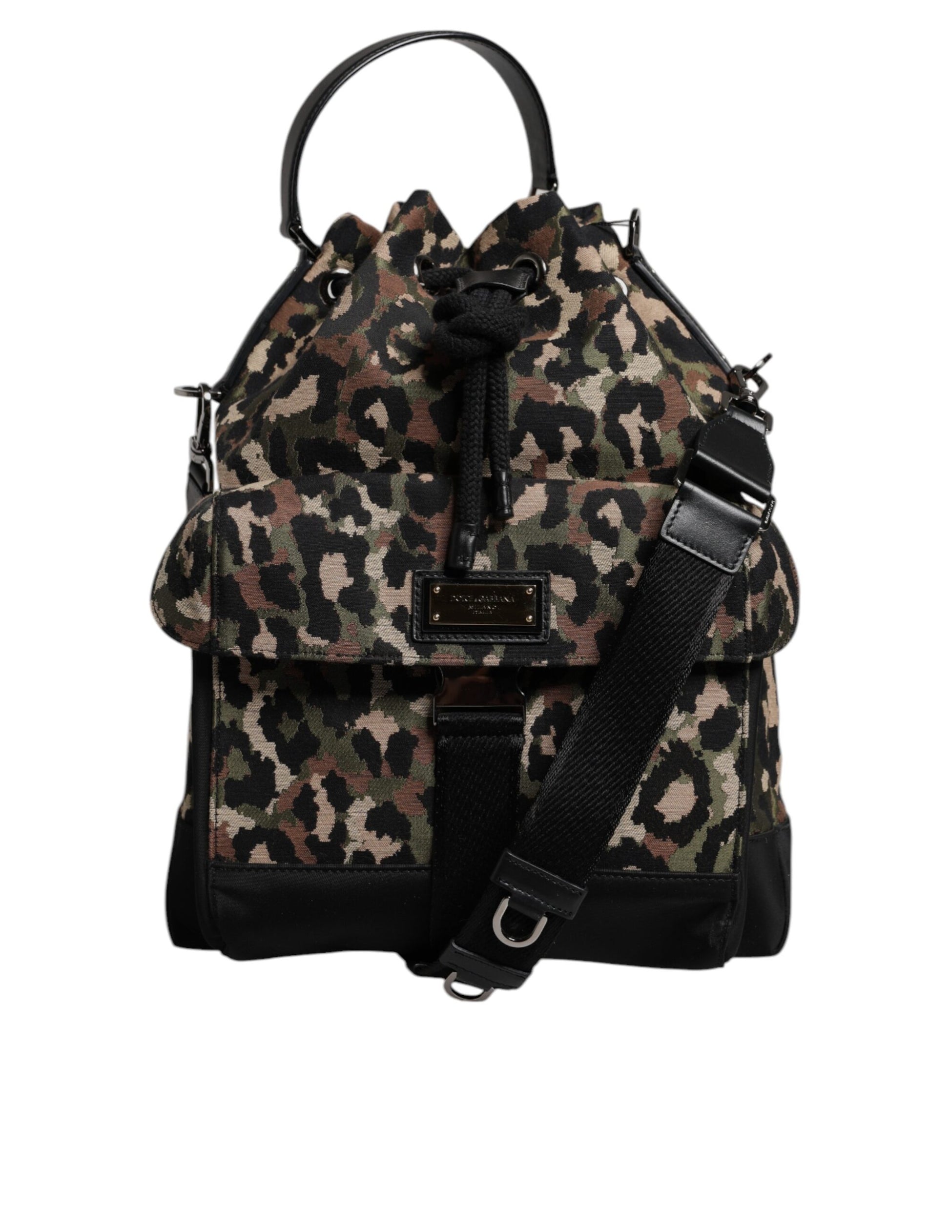 Dolce & Gabbana Multicolor Leopard Cotton Shoulder Bucket Bag Dolce & Gabbana