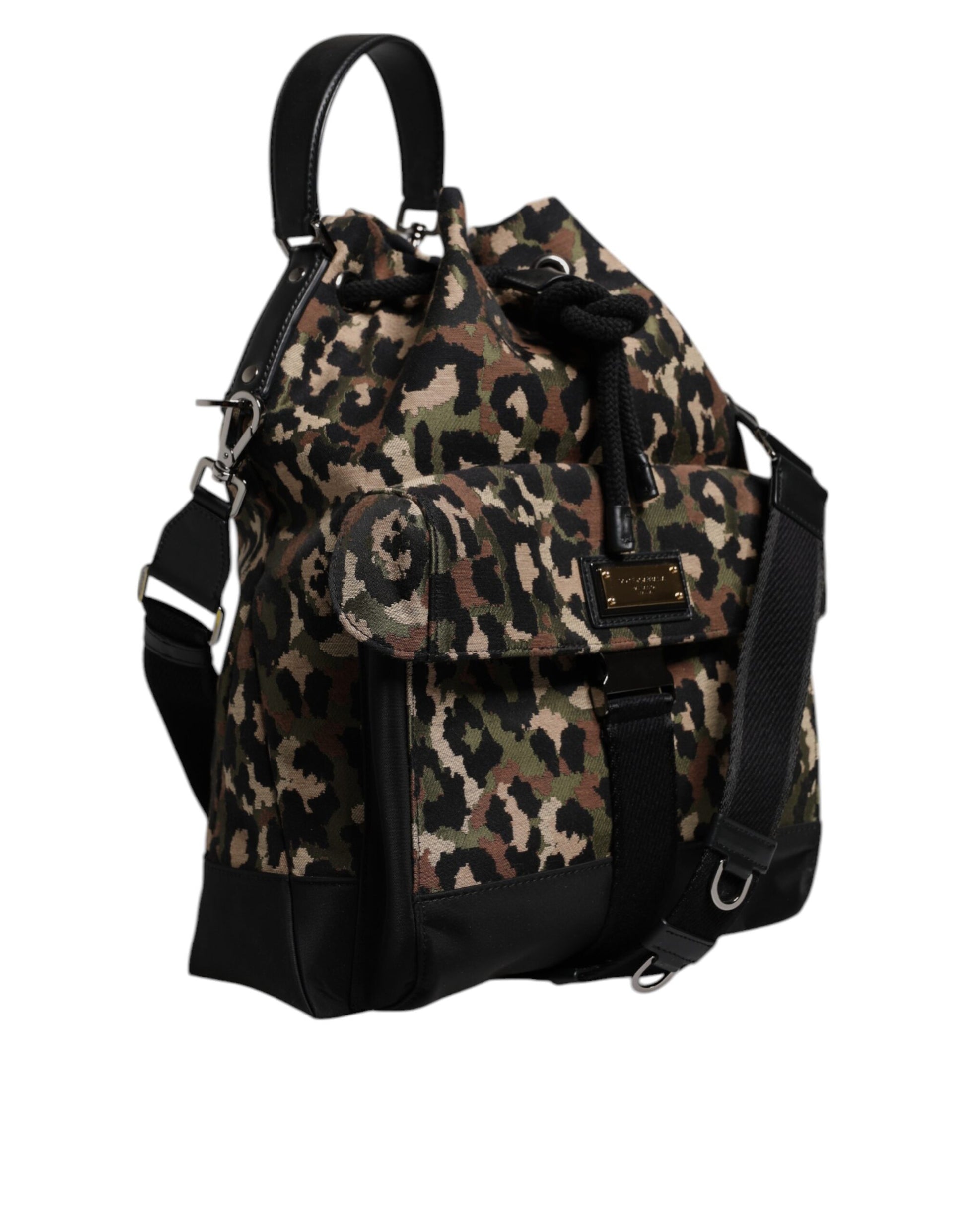 Dolce & Gabbana Multicolor Leopard Cotton Shoulder Bucket Bag Dolce & Gabbana