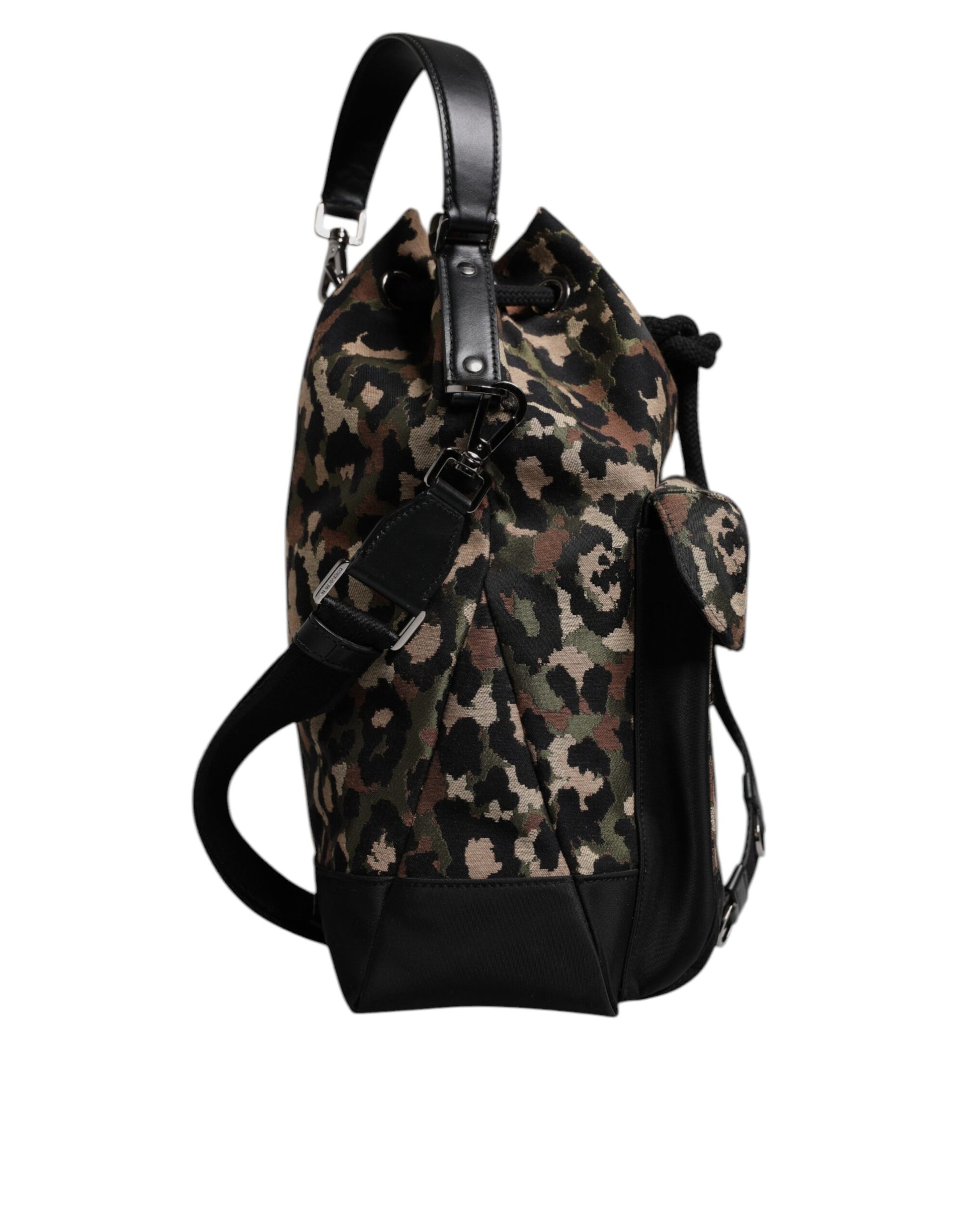 Dolce & Gabbana Multicolor Leopard Cotton Shoulder Bucket Bag Dolce & Gabbana