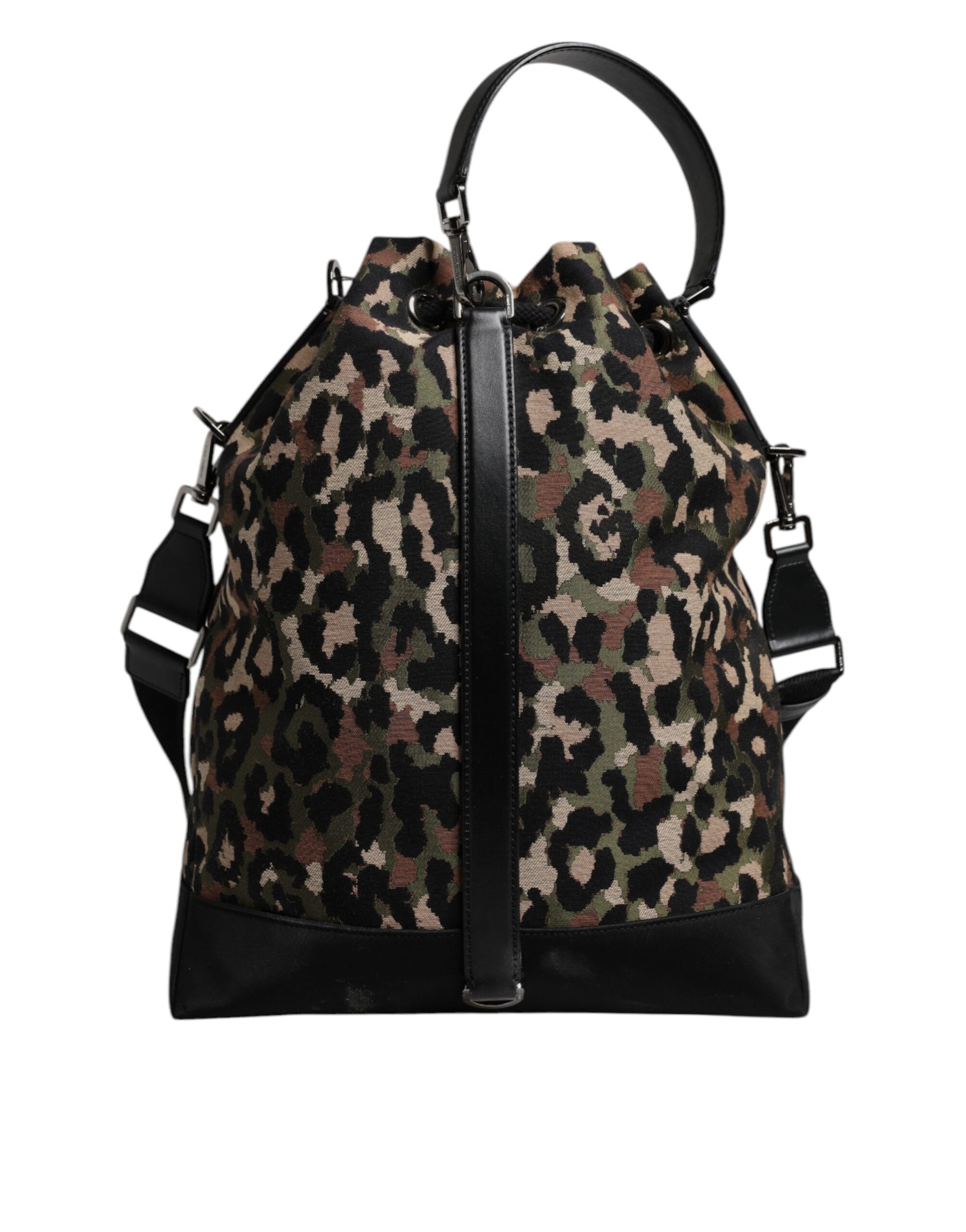 Dolce & Gabbana Multicolor Leopard Cotton Shoulder Bucket Bag Dolce & Gabbana