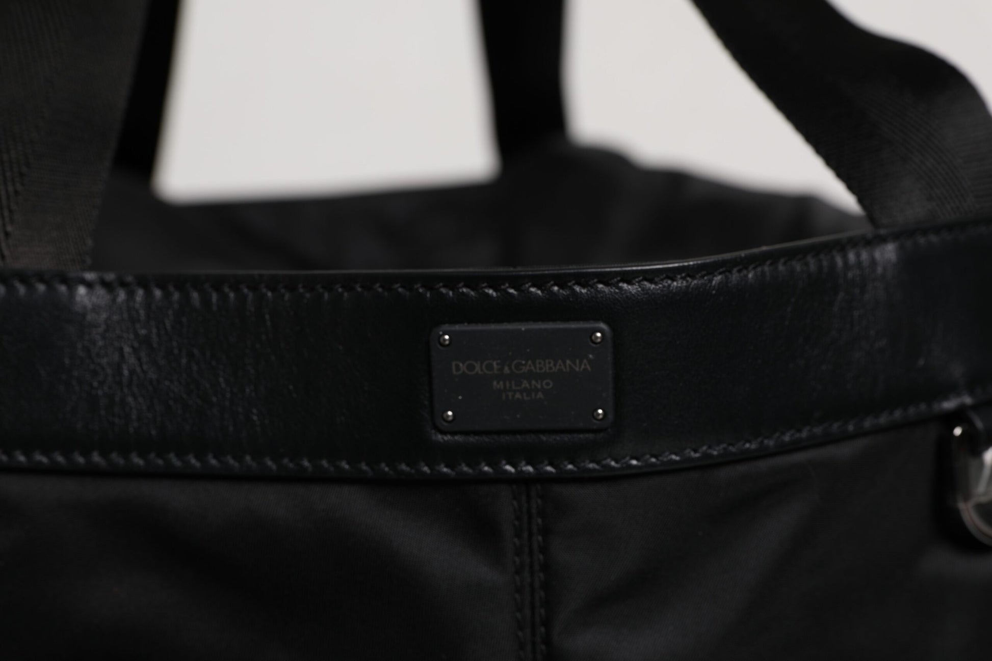 Dolce & Gabbana Black Nylon White Iconic Logo Shoulder Bucket Bag Dolce & Gabbana