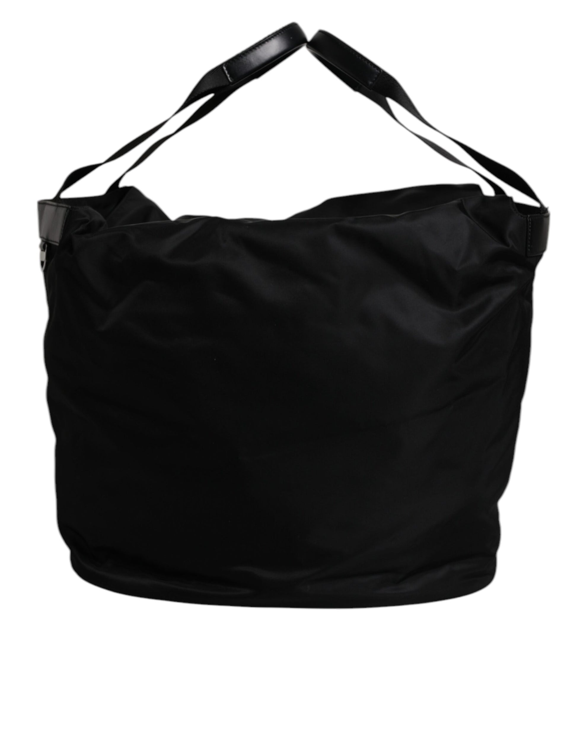 Dolce & Gabbana Black Nylon White Iconic Logo Shoulder Bucket Bag Dolce & Gabbana