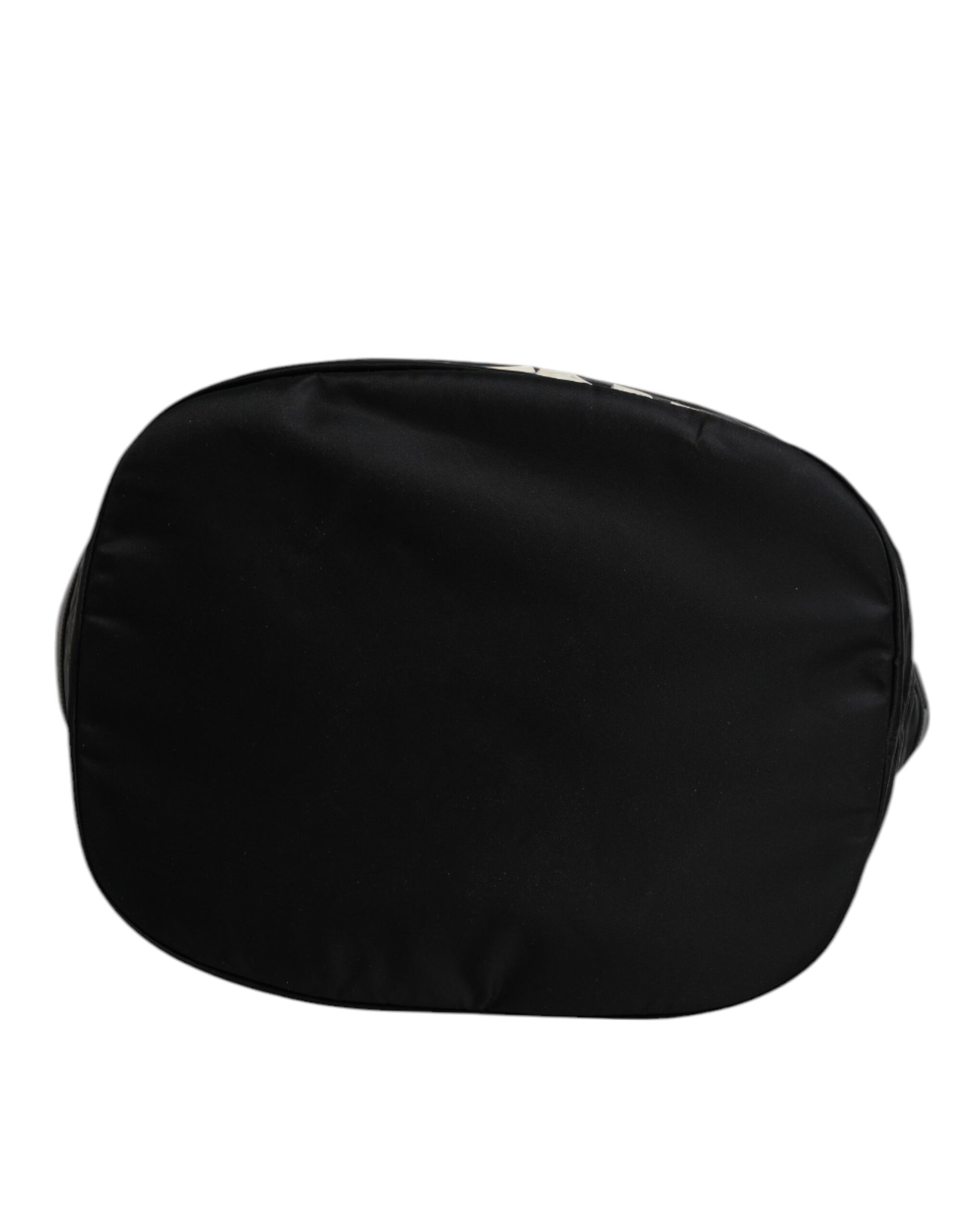 Dolce & Gabbana Black Nylon White Iconic Logo Shoulder Bucket Bag Dolce & Gabbana