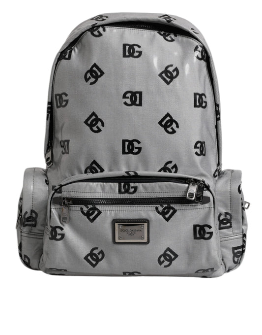 Dolce & Gabbana Polyester Gray Black DG Logo Plaque Backpack Bag Dolce & Gabbana