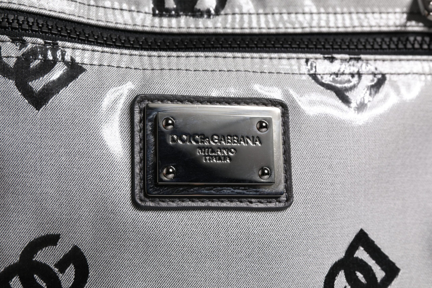Dolce & Gabbana Polyester Gray Black DG Logo Plaque Backpack Bag Dolce & Gabbana