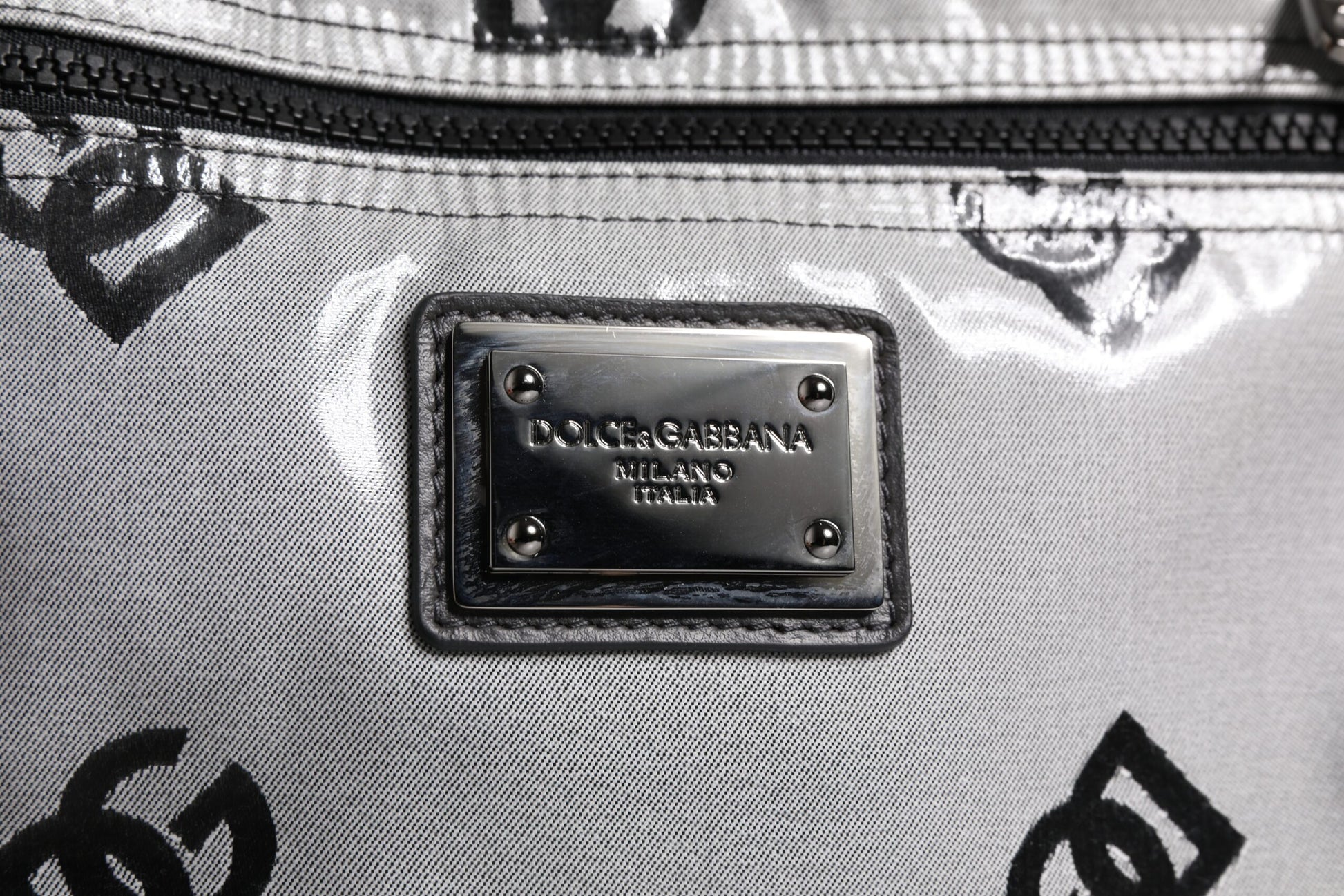 Dolce & Gabbana Polyester Gray Black DG Logo Plaque Backpack Bag Dolce & Gabbana