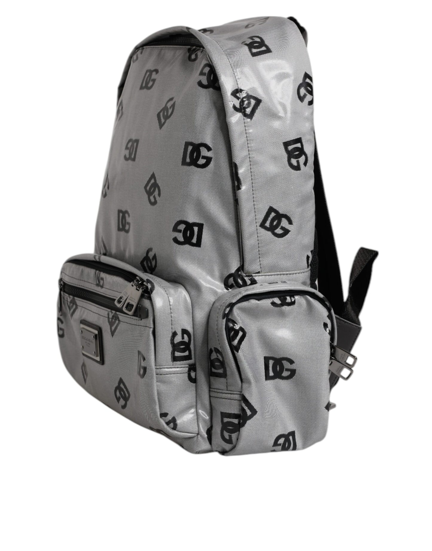 Dolce & Gabbana Polyester Gray Black DG Logo Plaque Backpack Bag Dolce & Gabbana
