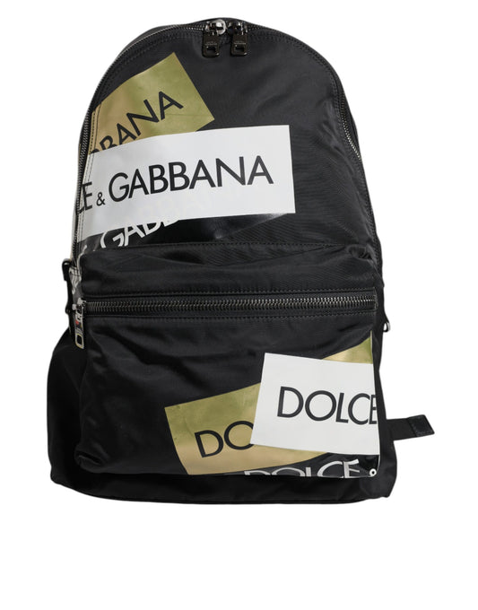 Dolce & Gabbana Black Logo Tape Polyamide School Travel Backpack Bag Dolce & Gabbana