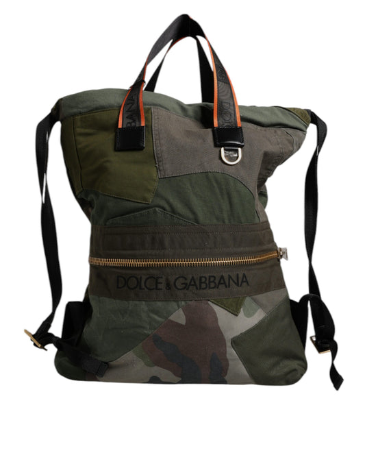 Dolce & Gabbana Military Green Patchwork Rucksack Backpack Bag Dolce & Gabbana