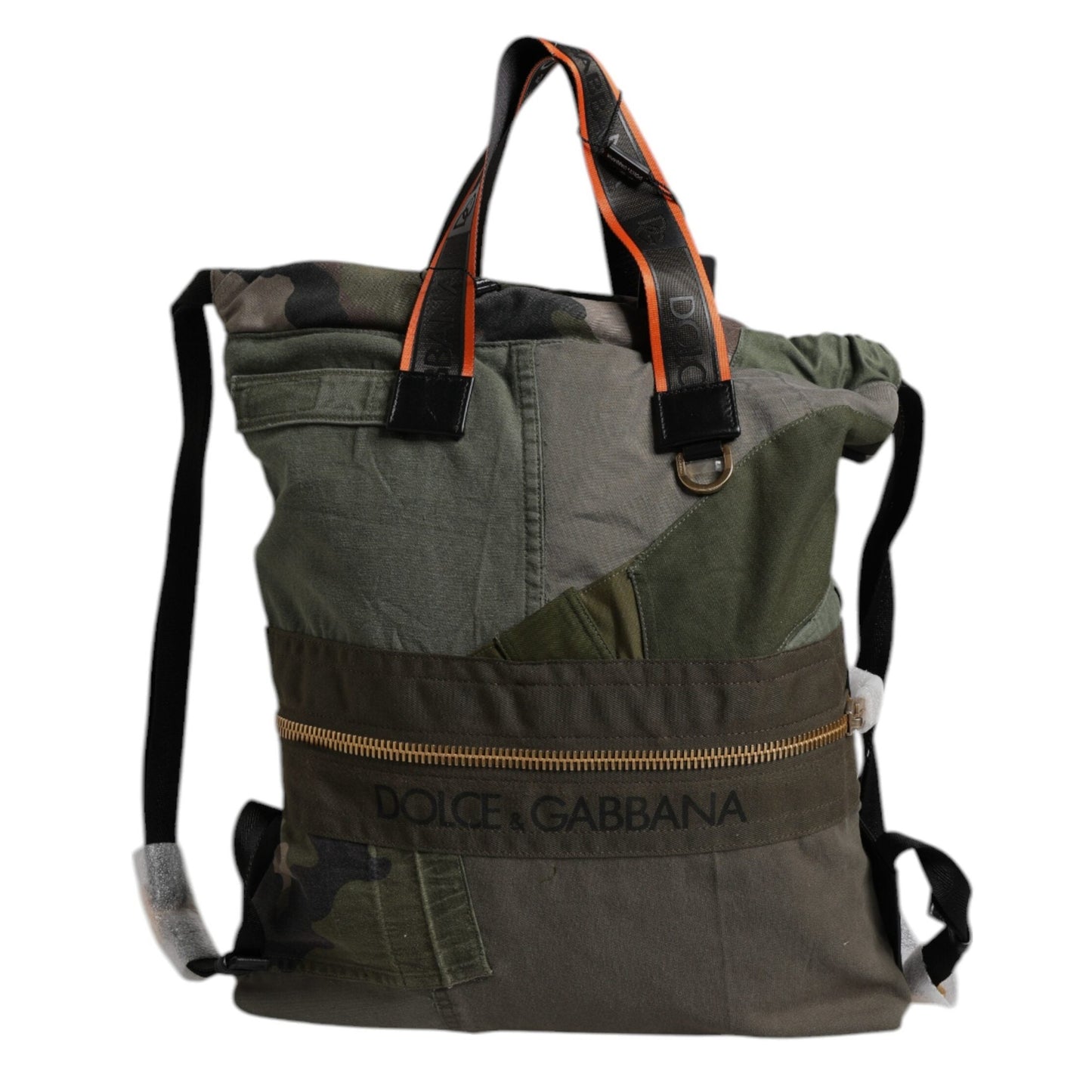 Dolce & Gabbana Military Green Patchwork Rucksack Backpack Bag