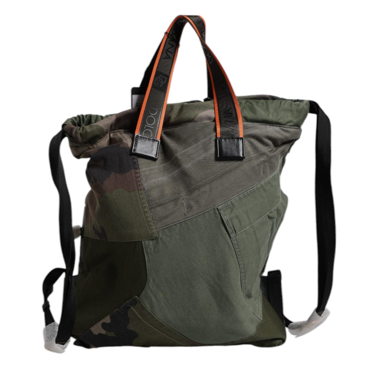 Dolce & Gabbana Military Green Patchwork Rucksack Backpack Bag