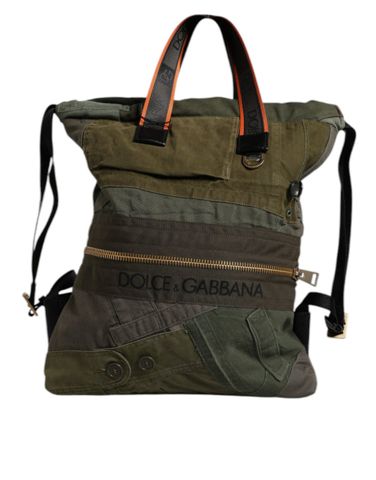 Dolce & Gabbana Military Green Patchwork Rucksack Backpack Bag Dolce & Gabbana