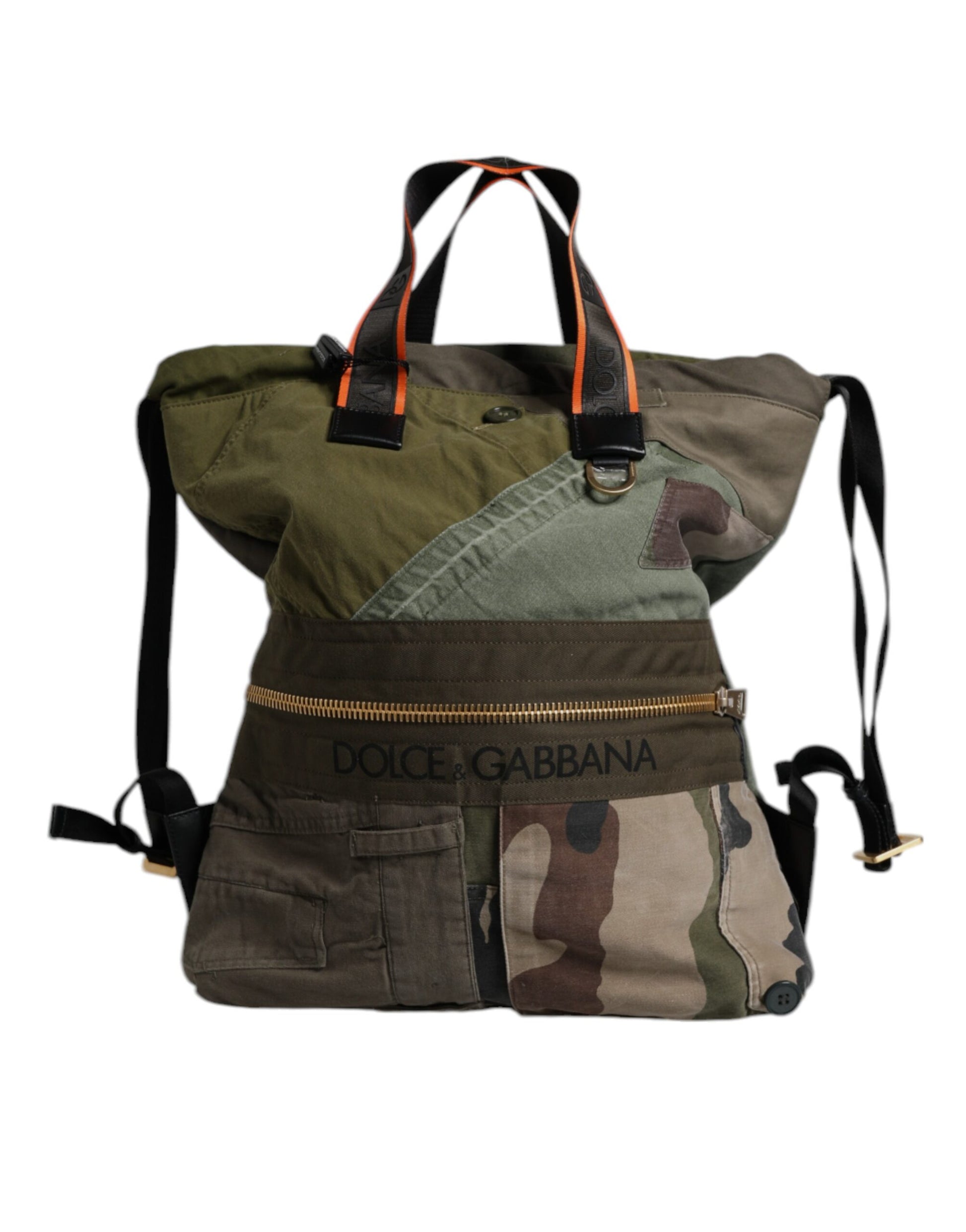 Dolce & Gabbana Military Green Patchwork Rucksack Backpack Bag Dolce & Gabbana