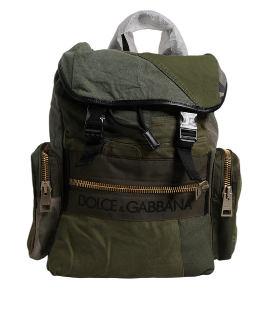 Dolce & Gabbana Military Green Patchwork Travel Backpack Bag Dolce & Gabbana