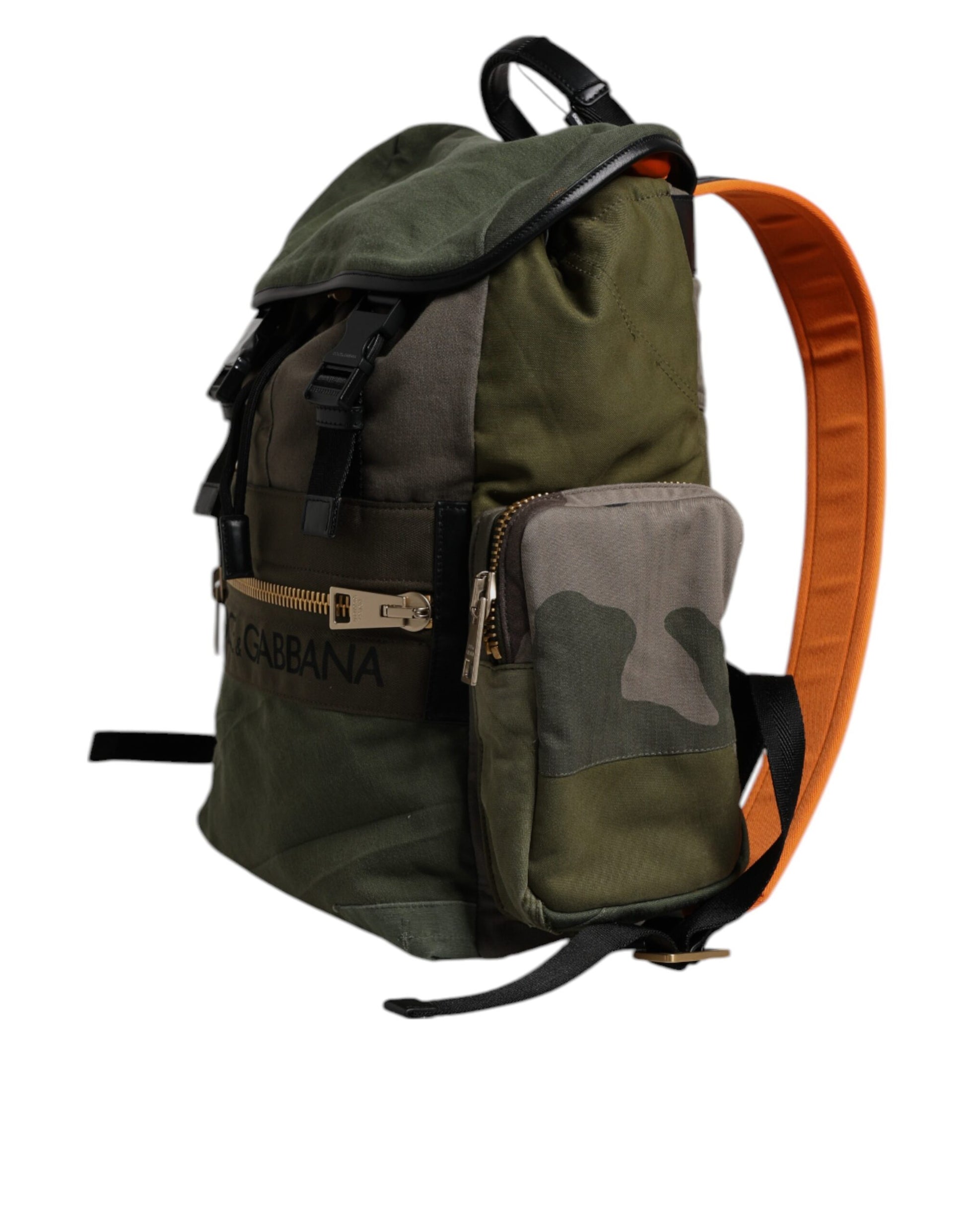 Dolce & Gabbana Military Green Patchwork Travel Backpack Bag Dolce & Gabbana