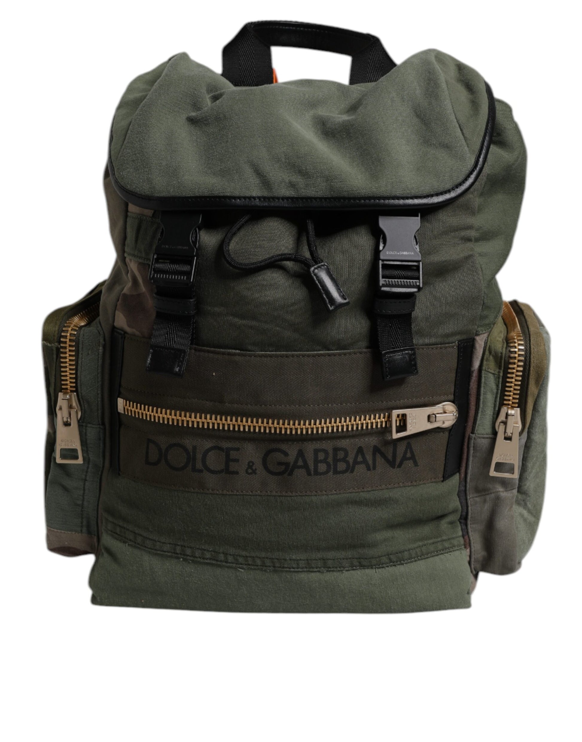 Dolce & Gabbana Military Green Patchwork Travel Backpack Bag Dolce & Gabbana