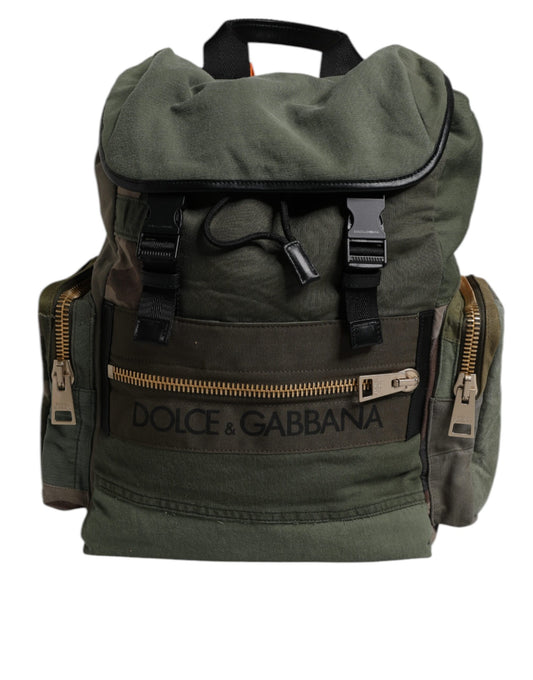Dolce & Gabbana Military Green Patchwork Travel Backpack Bag Dolce & Gabbana