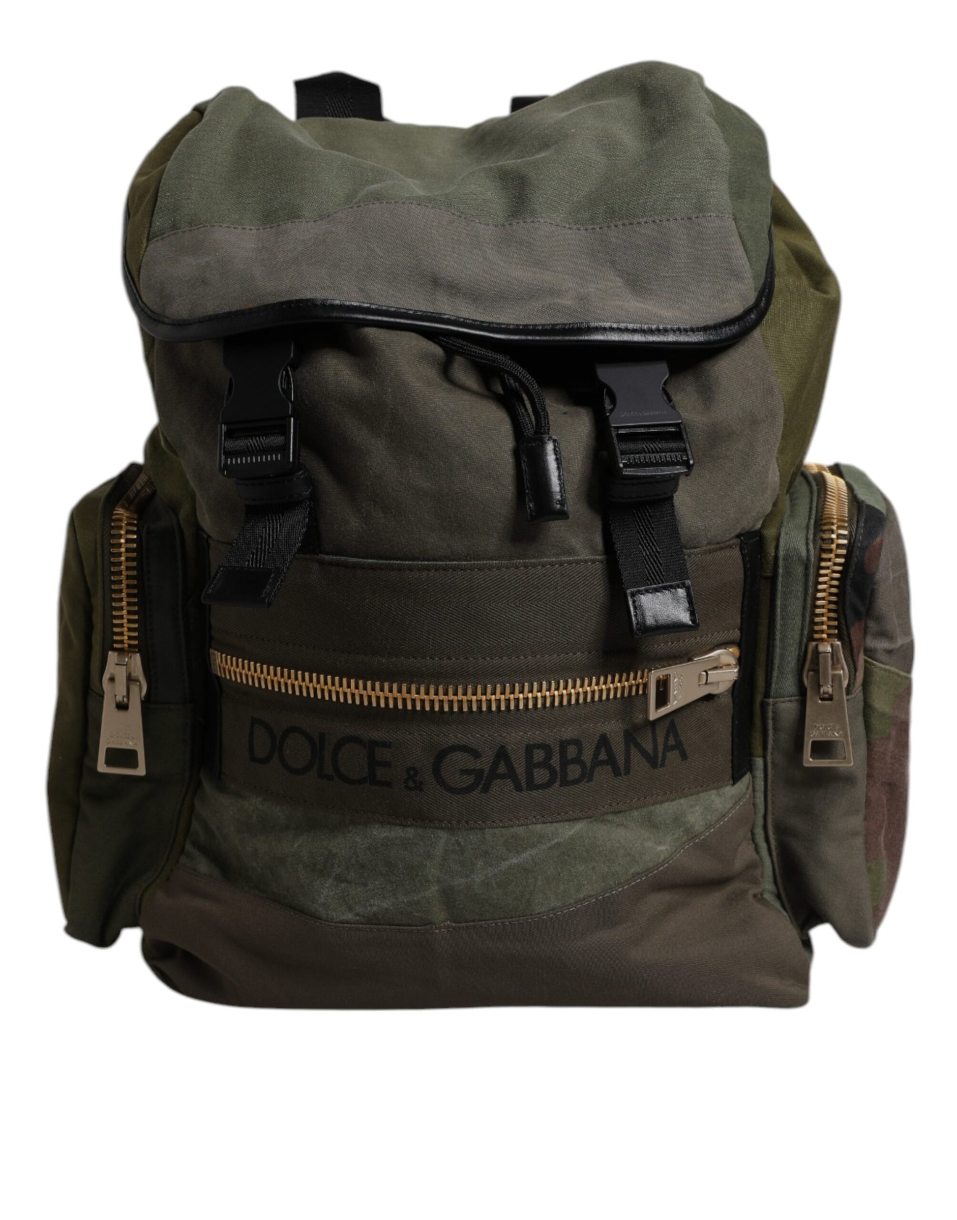 Dolce & Gabbana Military Green Patchwork School Backpack Bag Dolce & Gabbana
