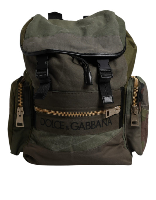 Dolce & Gabbana Military Green Patchwork School Backpack Bag Dolce & Gabbana