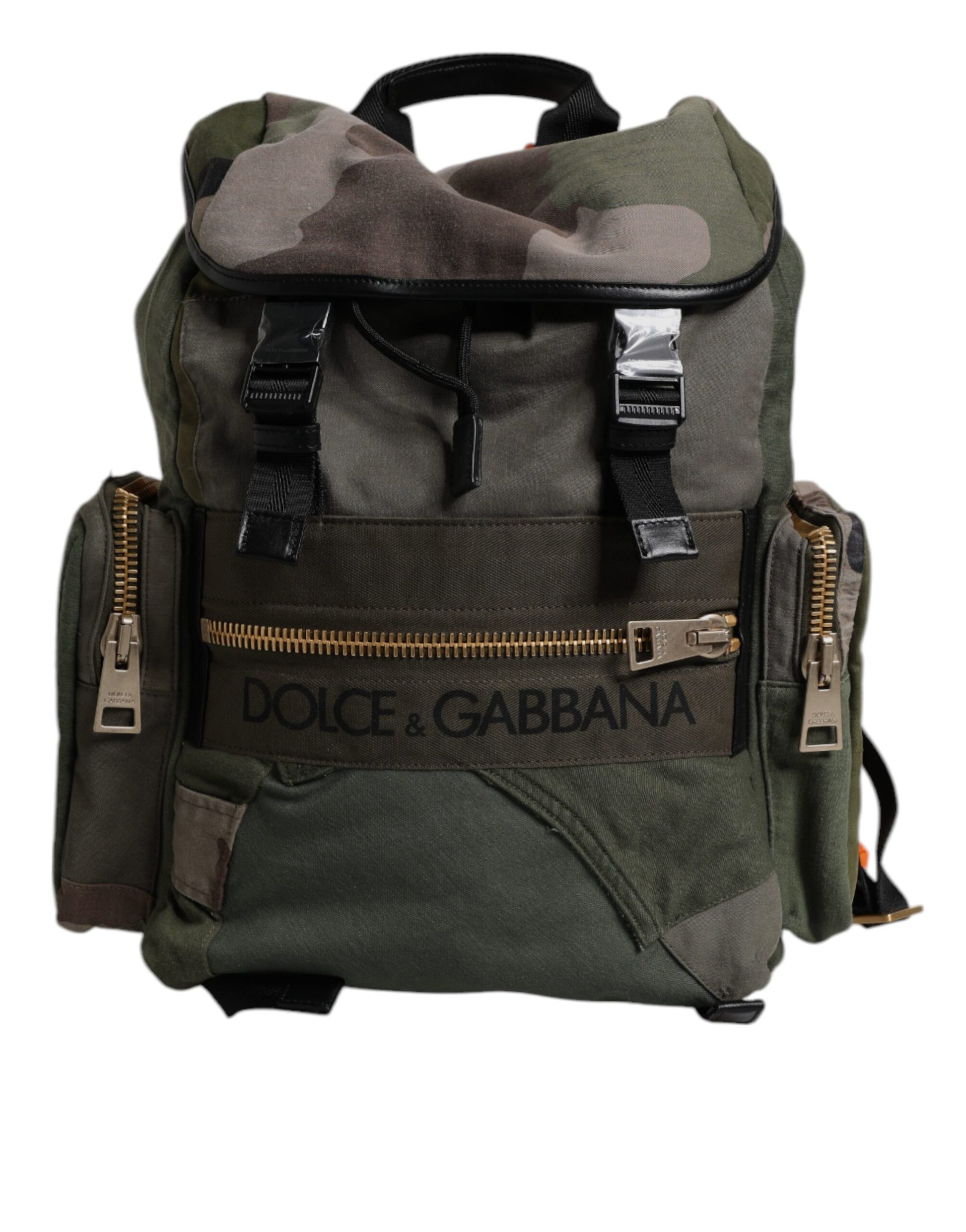 Dolce & Gabbana Military Green Patchwork Travel Backpack Bag Dolce & Gabbana