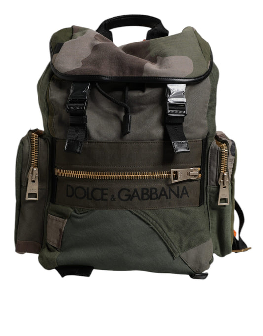 Dolce & Gabbana Military Green Patchwork Travel Backpack Bag Dolce & Gabbana