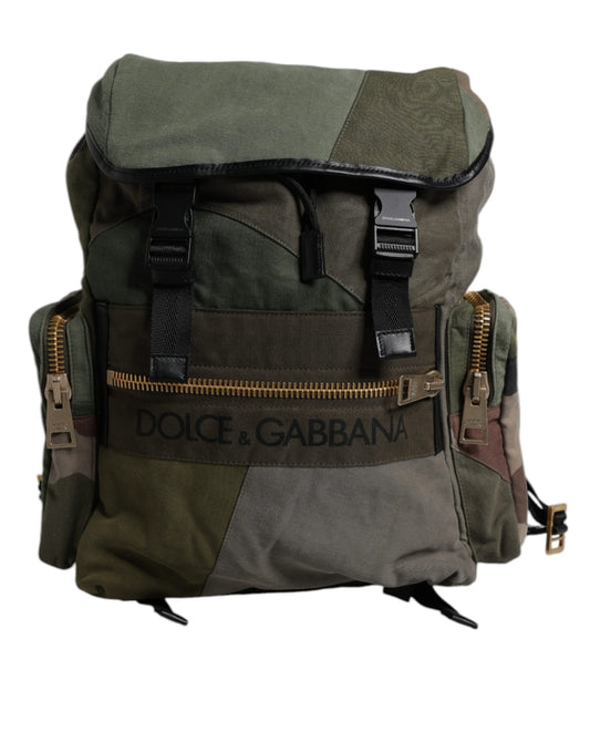 Dolce & Gabbana Military Green Patchwork Travel Backpack Bag Dolce & Gabbana