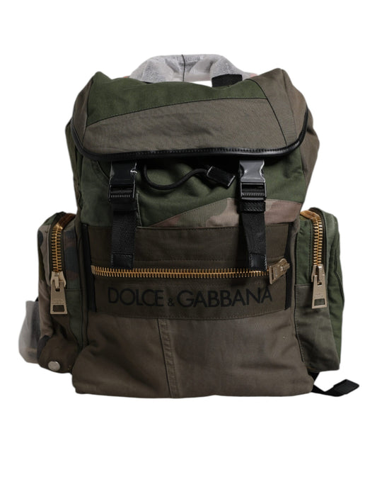 Dolce & Gabbana Military Green Patchwork Travel Backpack Bag Dolce & Gabbana
