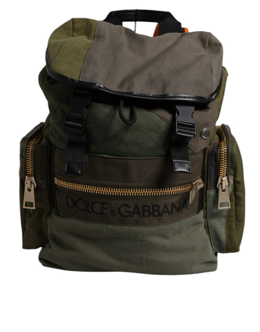 Dolce & Gabbana Military Green Patchwork Travel Backpack Bag Dolce & Gabbana