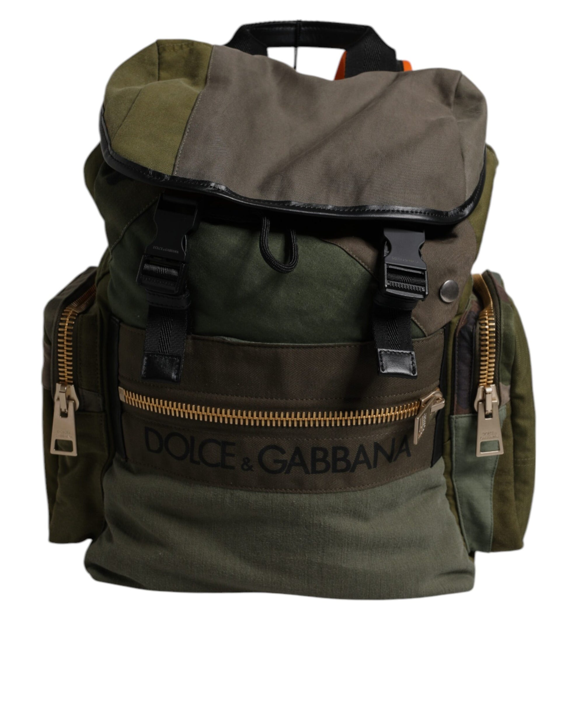 Dolce & Gabbana Military Green Patchwork Travel Backpack Bag Dolce & Gabbana