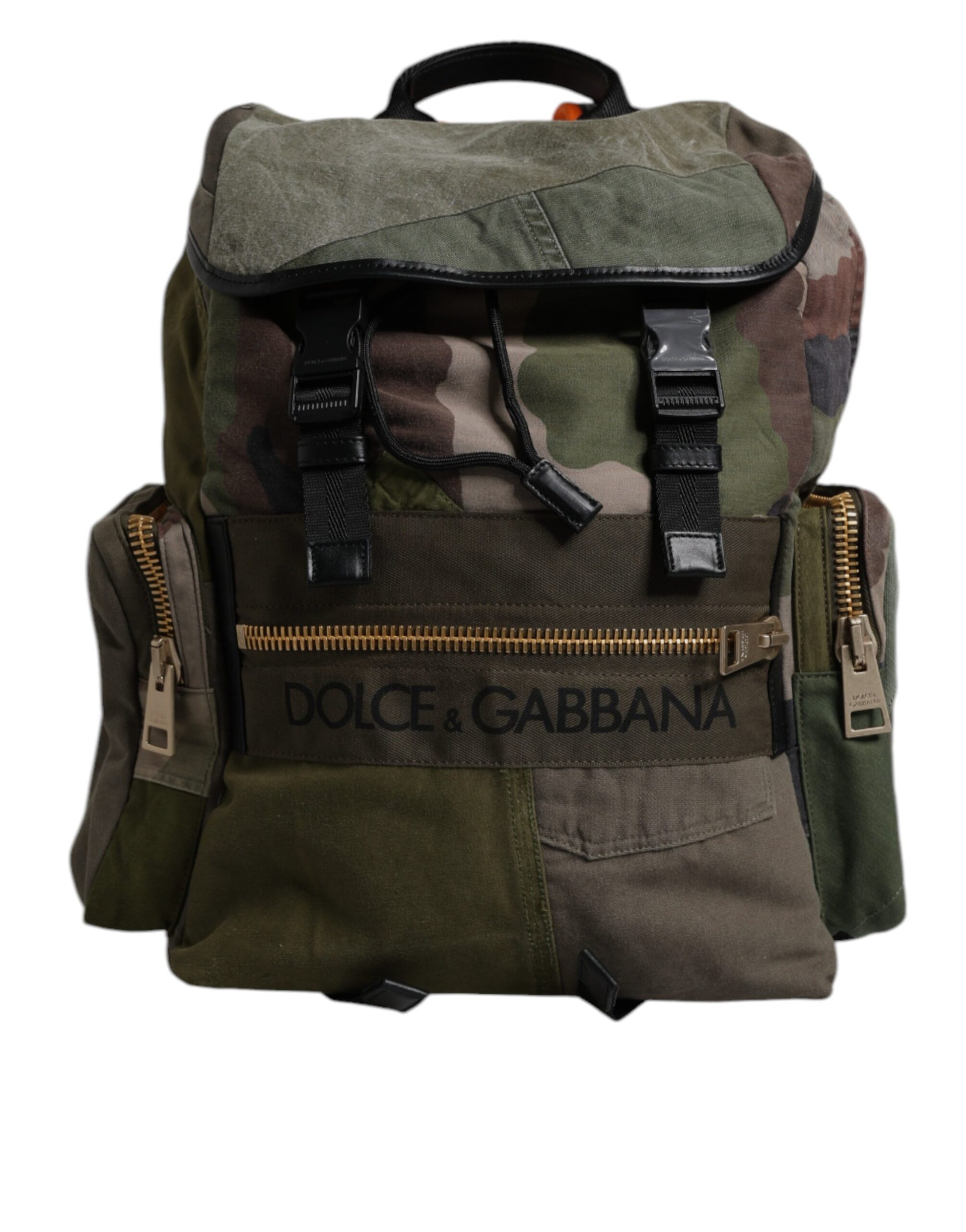 Dolce & Gabbana Military Green Patchwork School Backpack Bag Dolce & Gabbana