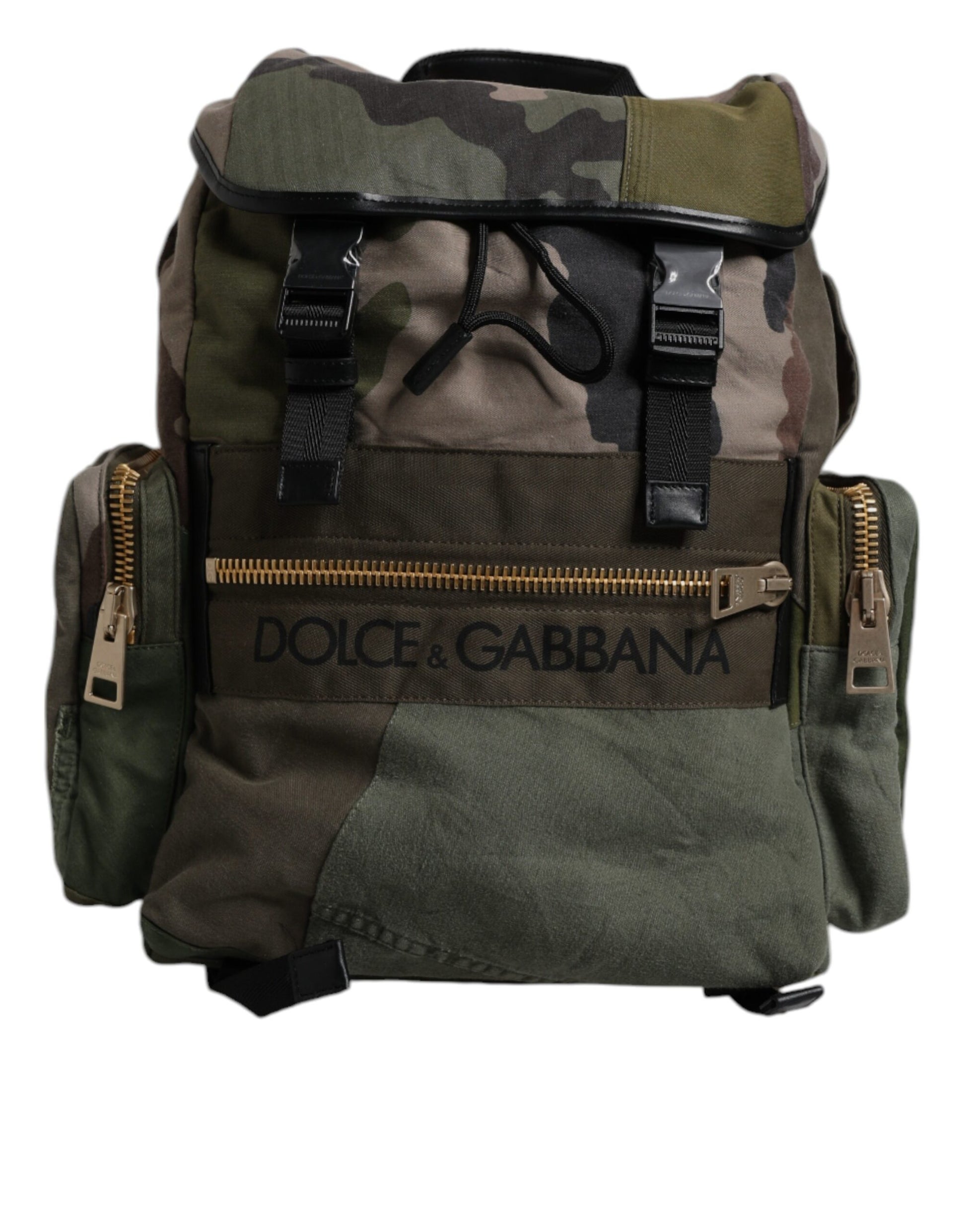 Dolce & Gabbana Military Green Patchwork Travel Backpack Bag Dolce & Gabbana