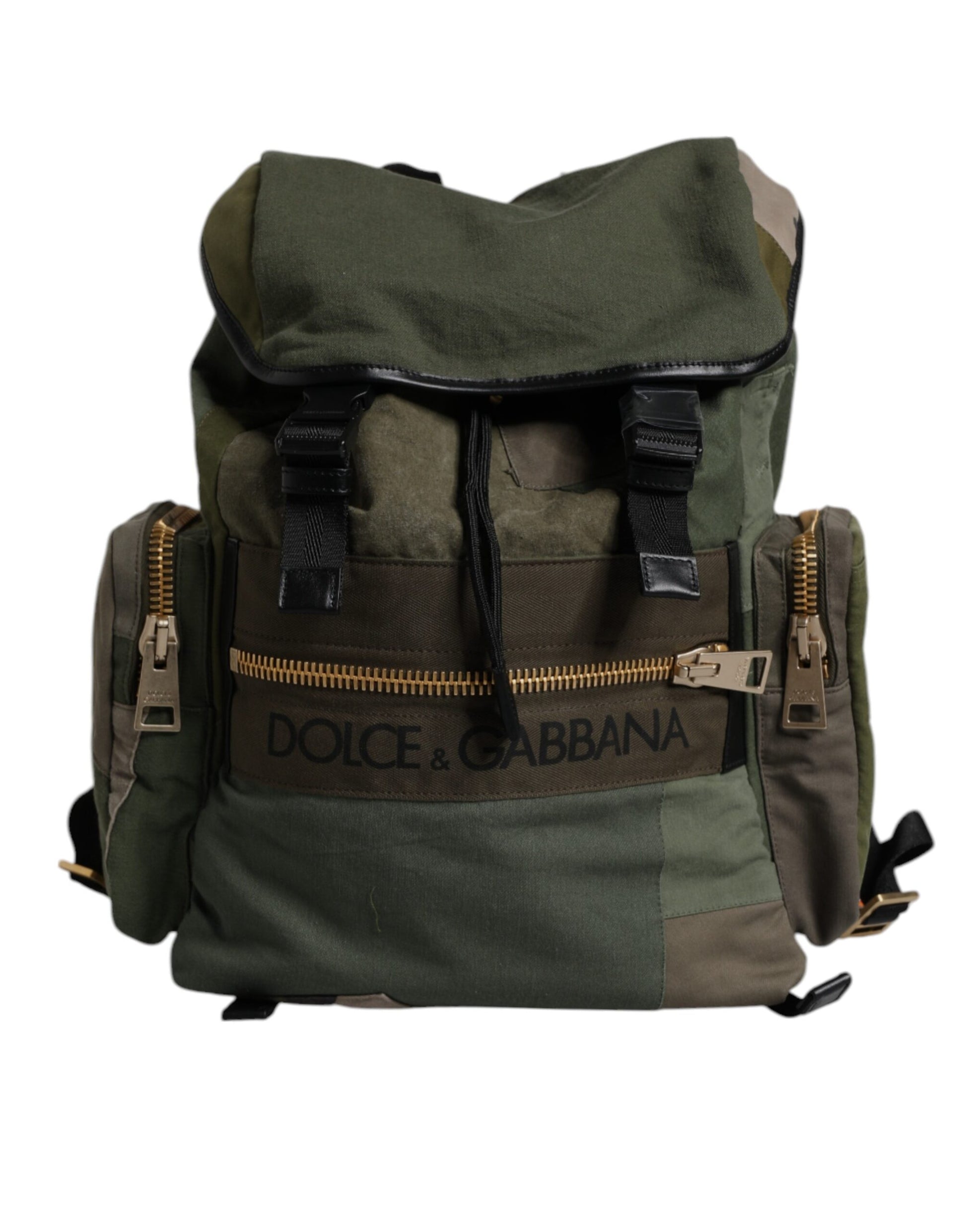 Dolce & Gabbana Military Green Patchwork School Backpack Bag Dolce & Gabbana