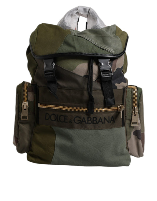 Dolce & Gabbana Military Green Patchwork Travel Backpack Bag Dolce & Gabbana