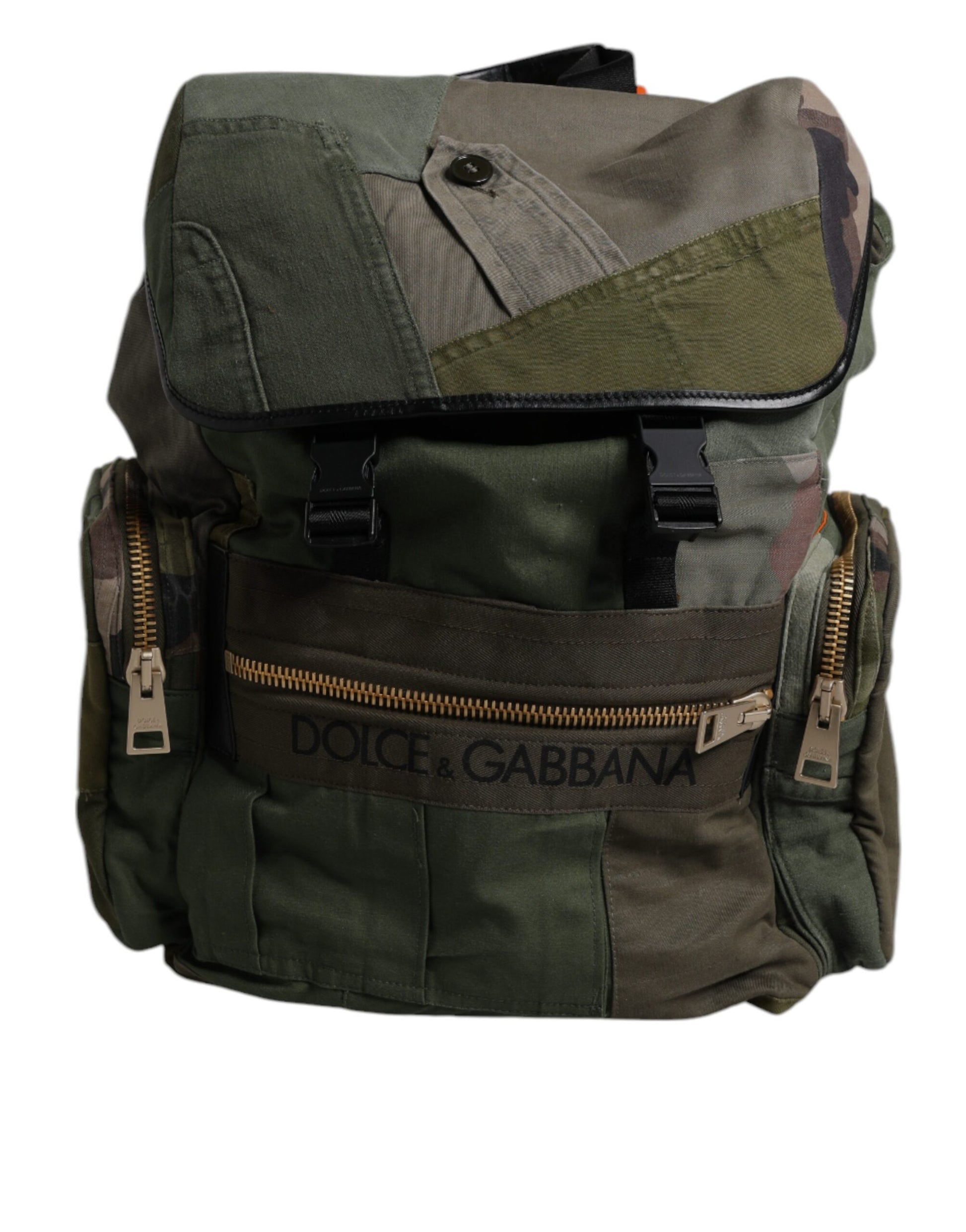 Dolce & Gabbana Military Green Patchwork Travel Backpack Bag Dolce & Gabbana