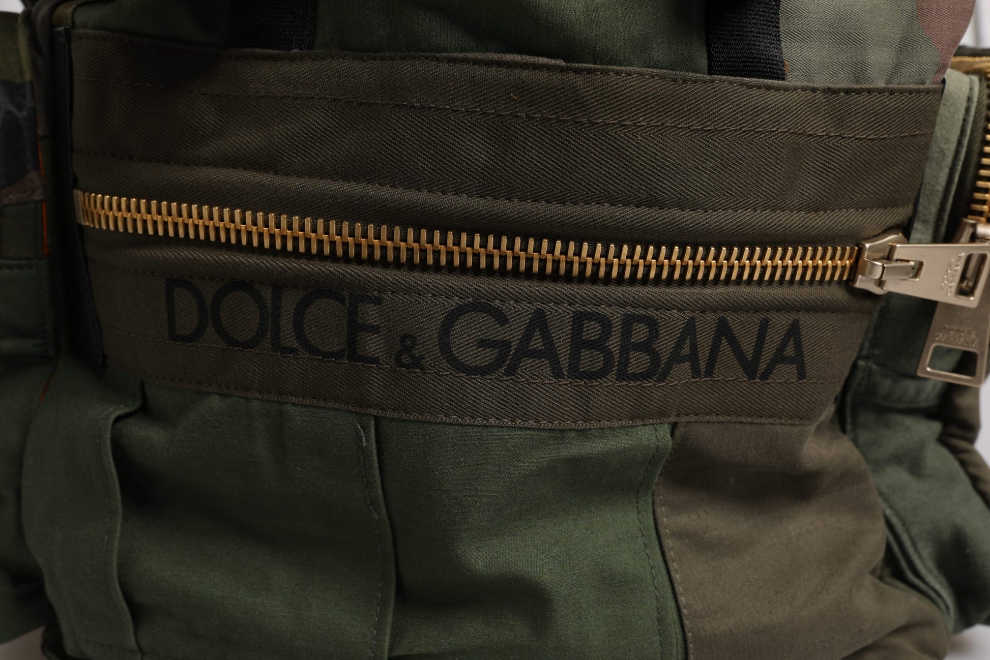 Dolce & Gabbana Military Green Patchwork Travel Backpack Bag Dolce & Gabbana