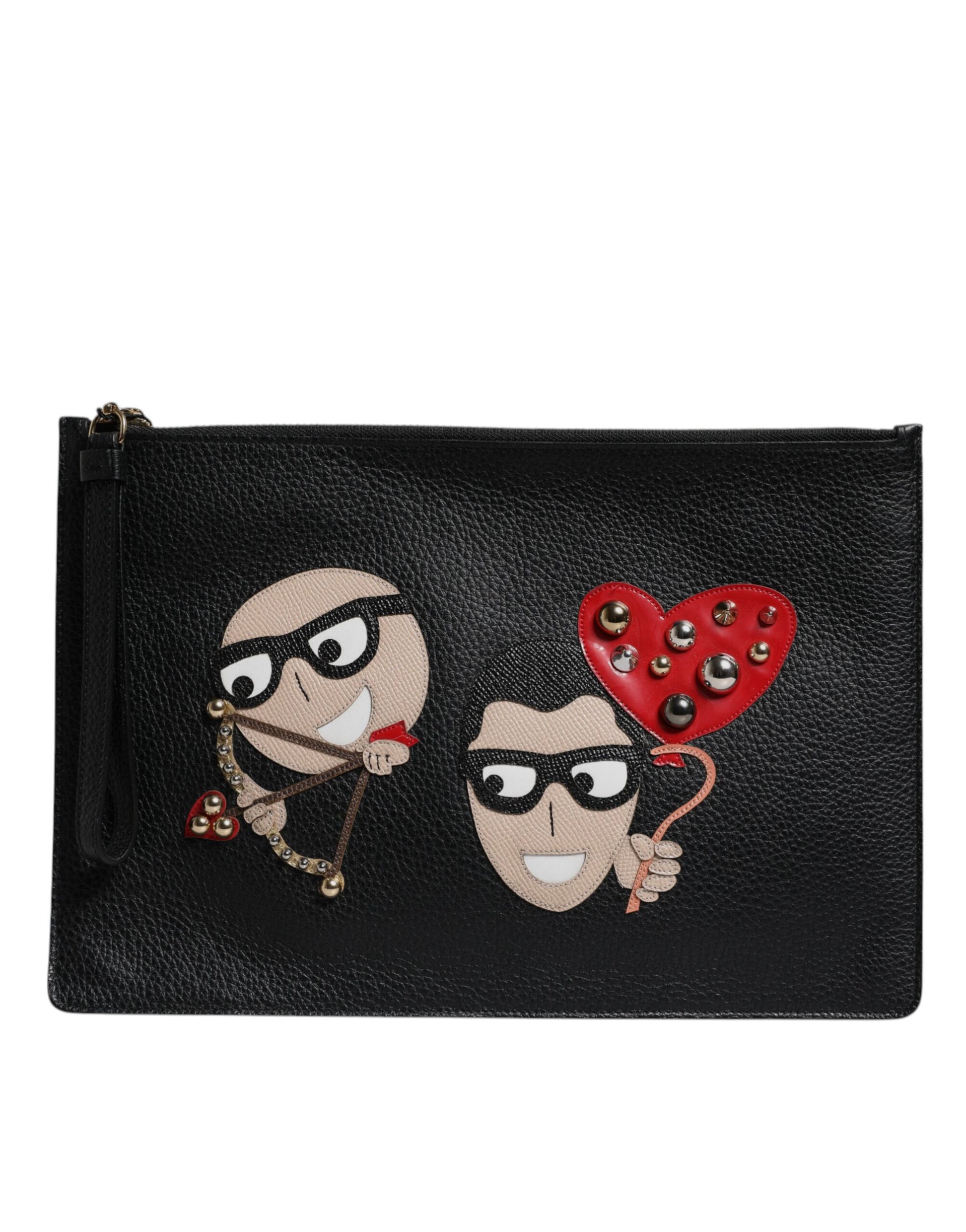Dolce & Gabbana Black #DGFamily Embellished Leather Clutch Bag Dolce & Gabbana