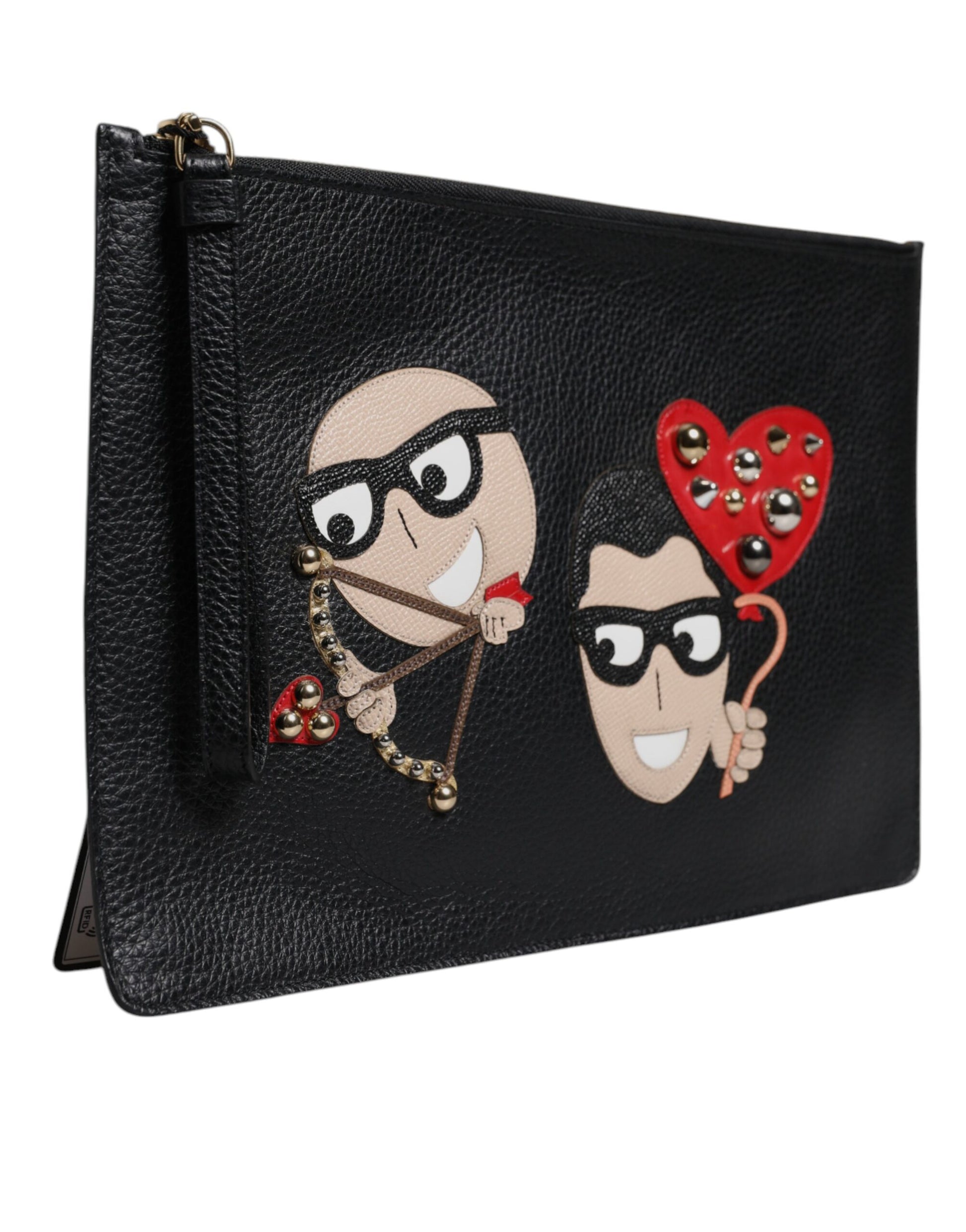 Dolce & Gabbana Black #DGFamily Embellished Leather Clutch Bag Dolce & Gabbana