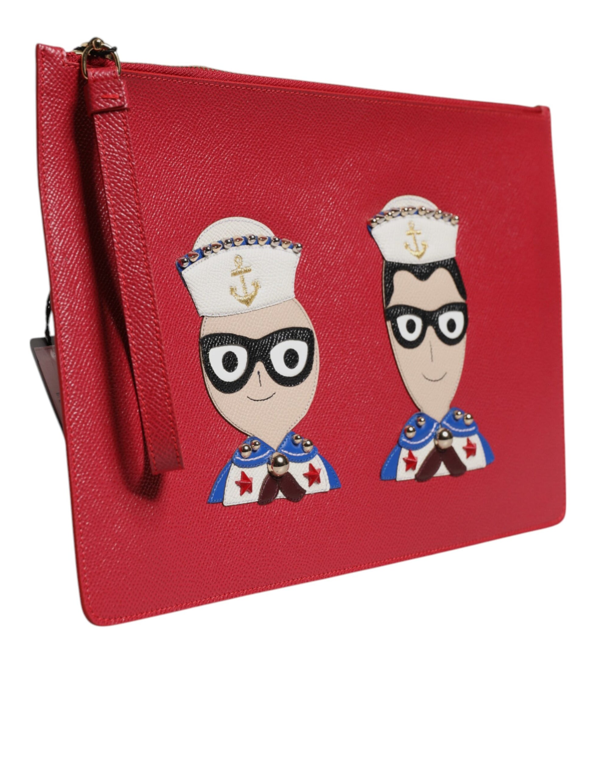 Dolce & Gabbana Red #DGFamily Embellished Leather Clutch Bag Dolce & Gabbana
