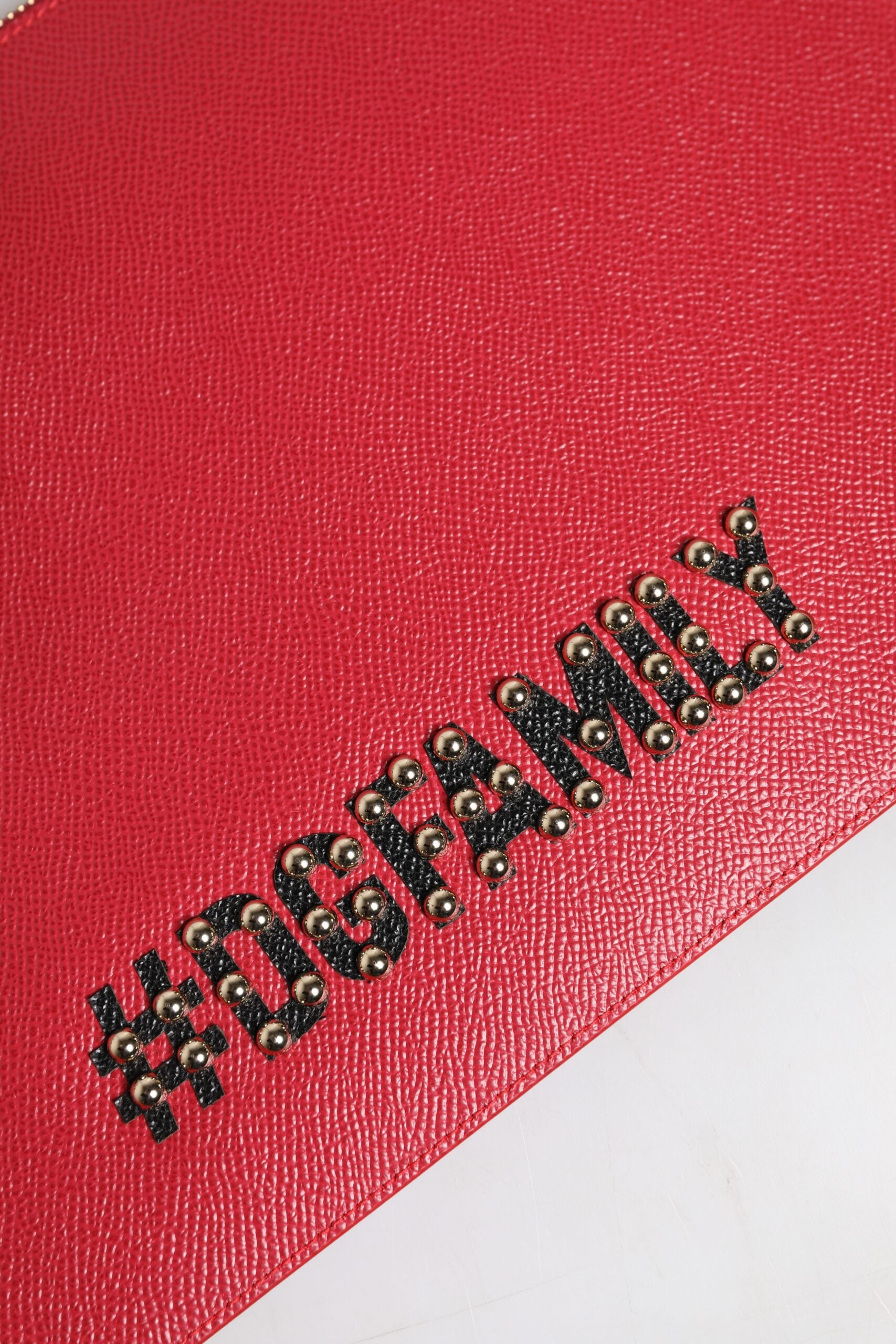 Dolce & Gabbana Red #DGFamily Embellished Leather Clutch Bag Dolce & Gabbana