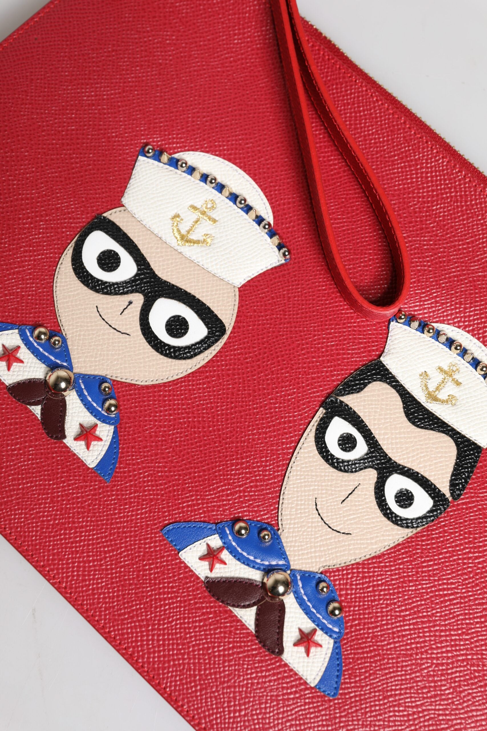 Dolce & Gabbana Red #DGFamily Embellished Leather Clutch Bag Dolce & Gabbana