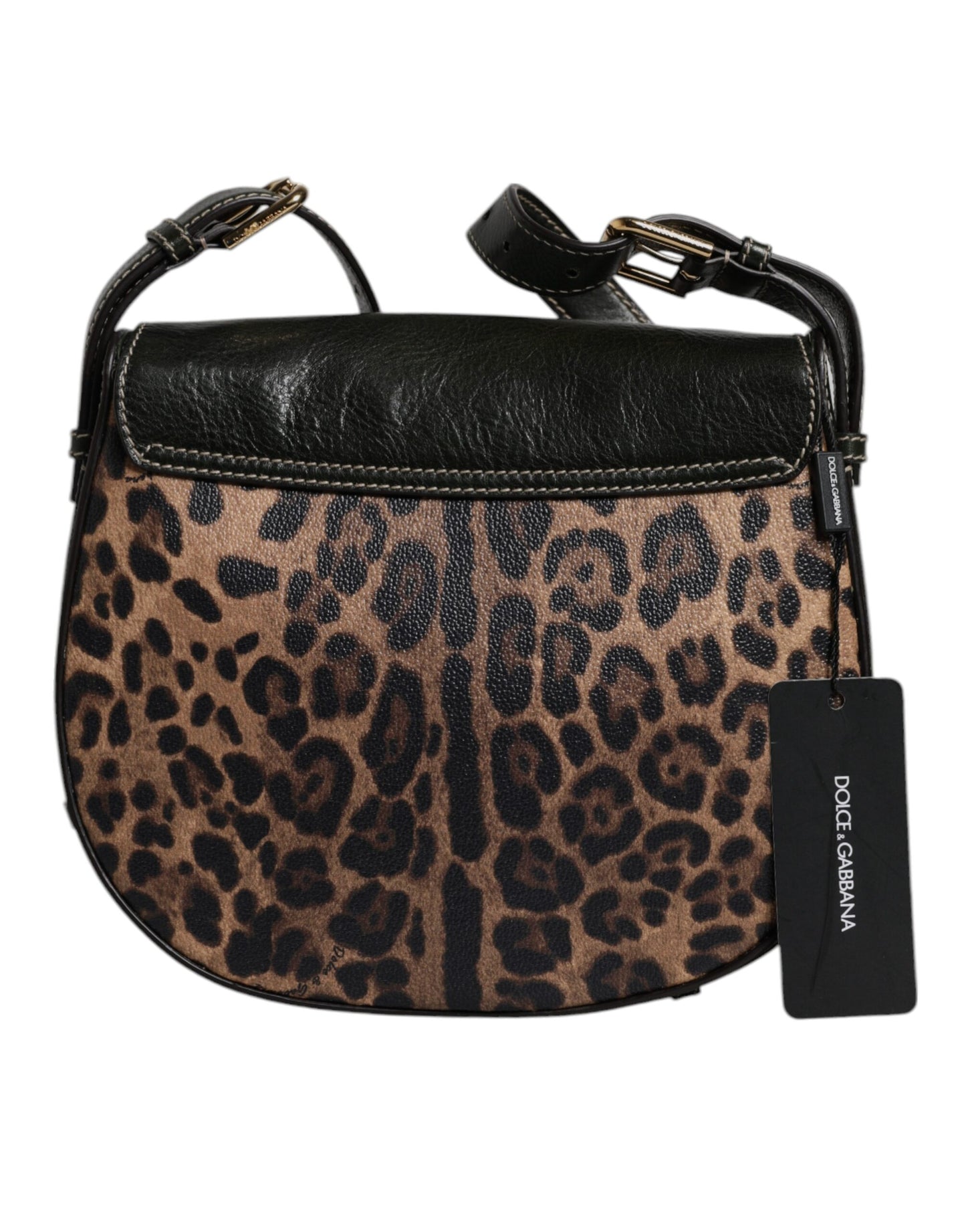 Dolce & Gabbana Black Brown Leopard Leather Shoulder Strap Bag Dolce & Gabbana