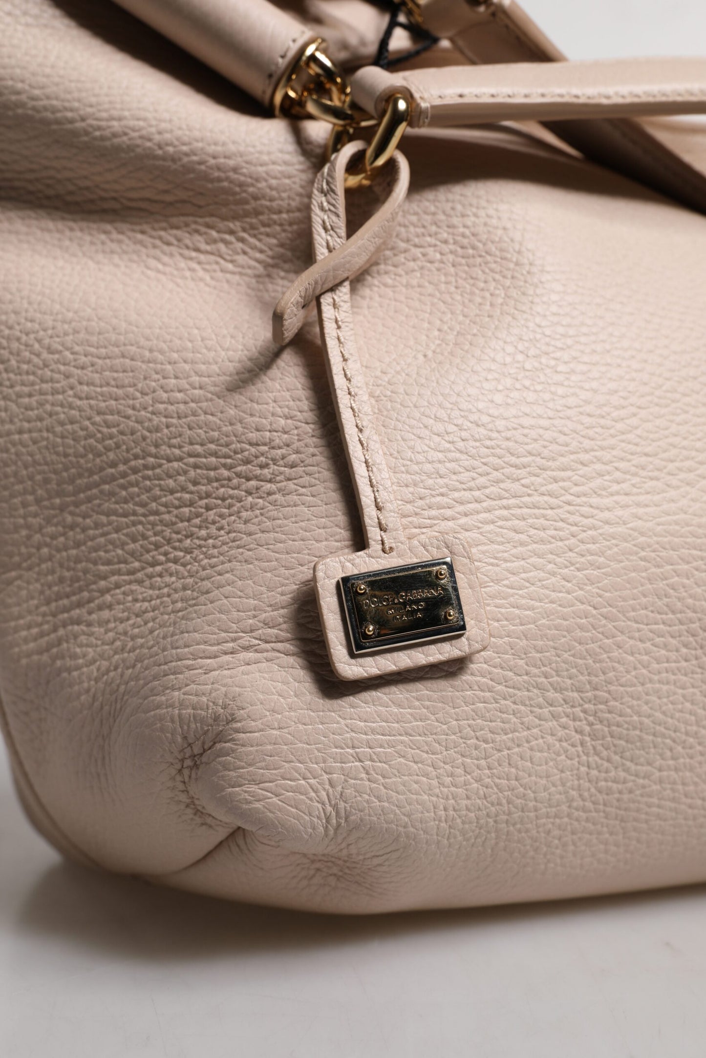 Dolce & Gabbana Light Pink Deer Leather Logo Plaque Tote Top Handle Bag Dolce & Gabbana