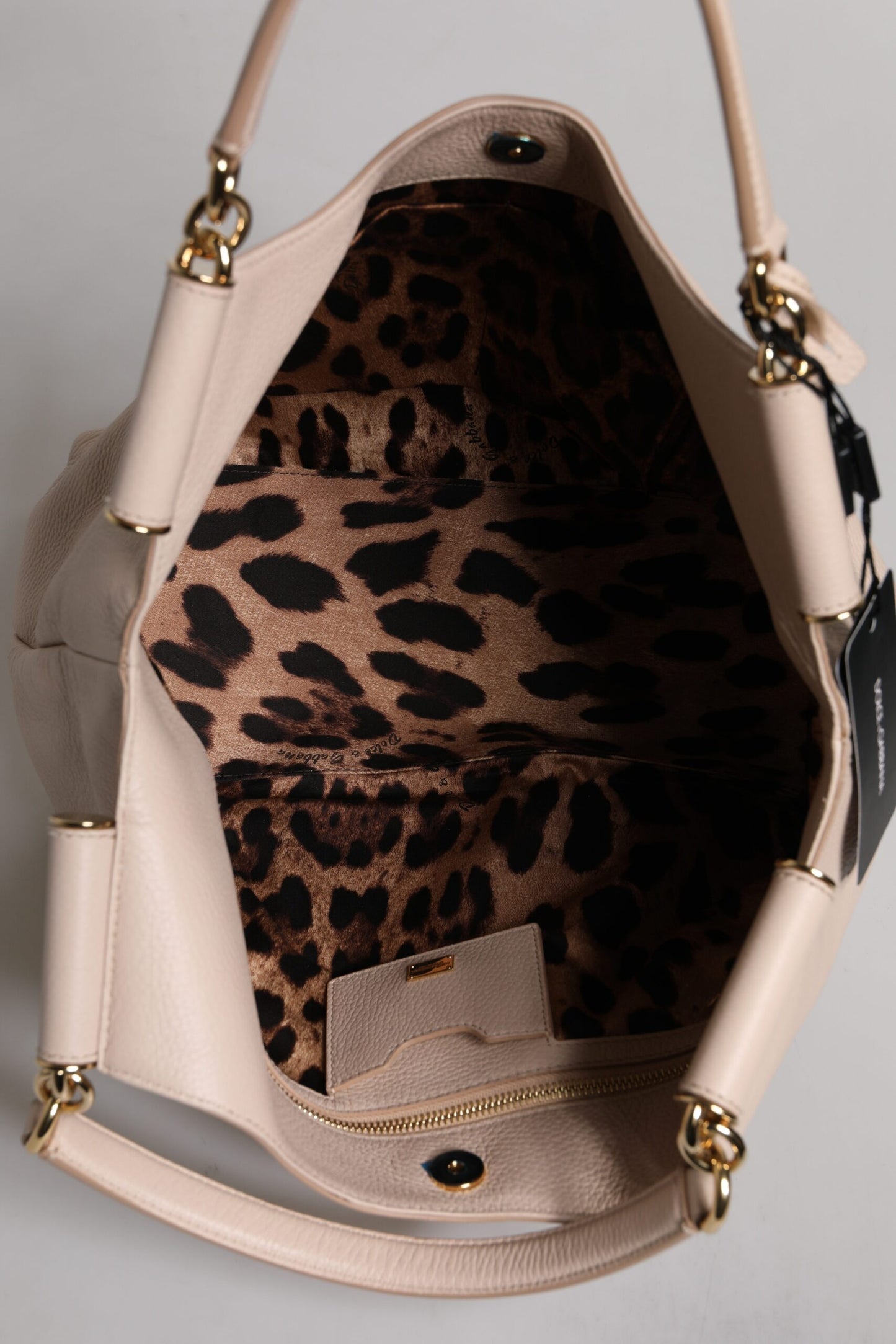 Dolce & Gabbana Light Pink Deer Leather Logo Plaque Tote Top Handle Bag Dolce & Gabbana