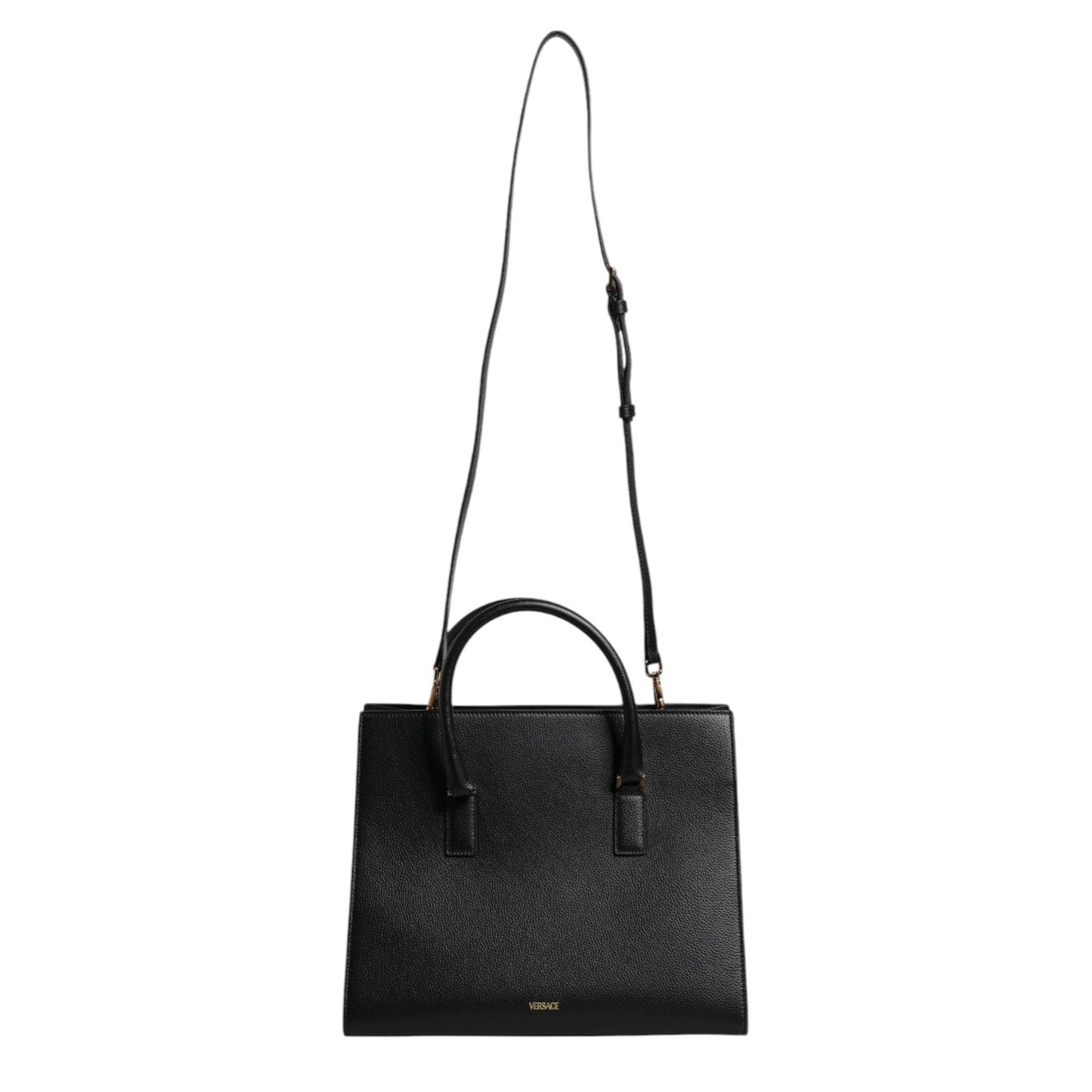 Versace Black Large Leather Top Handle Shoulder Crossbody Bag Versace