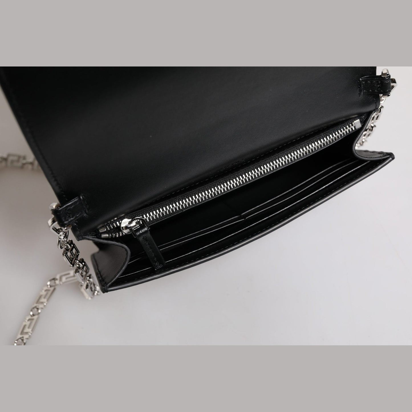 Versace Black Calfskin Leather Chain Strap Shoulder Crossbody Bag Versace